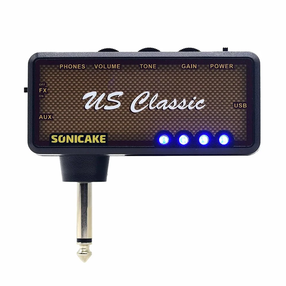 SONICAKE Mini wzmacniacz gitarowy Reverb AMP słuchawkowy kieszonkowy do ponownego ładowania US Classic
