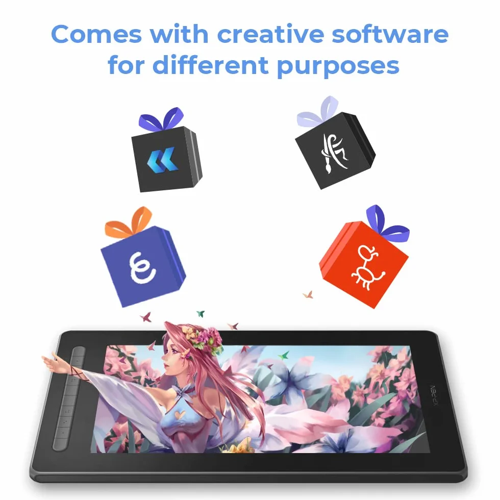 XP-PEN Artist 16 2. generacji tablet graficzny, monitor graficzny 15,4 cala, X3 Smart Chip Pen z 10 przyciskami szybkiego dostępu, 127% przestrzeni kolorów sRGB, wyświetlacz do szkicowania, rysowania