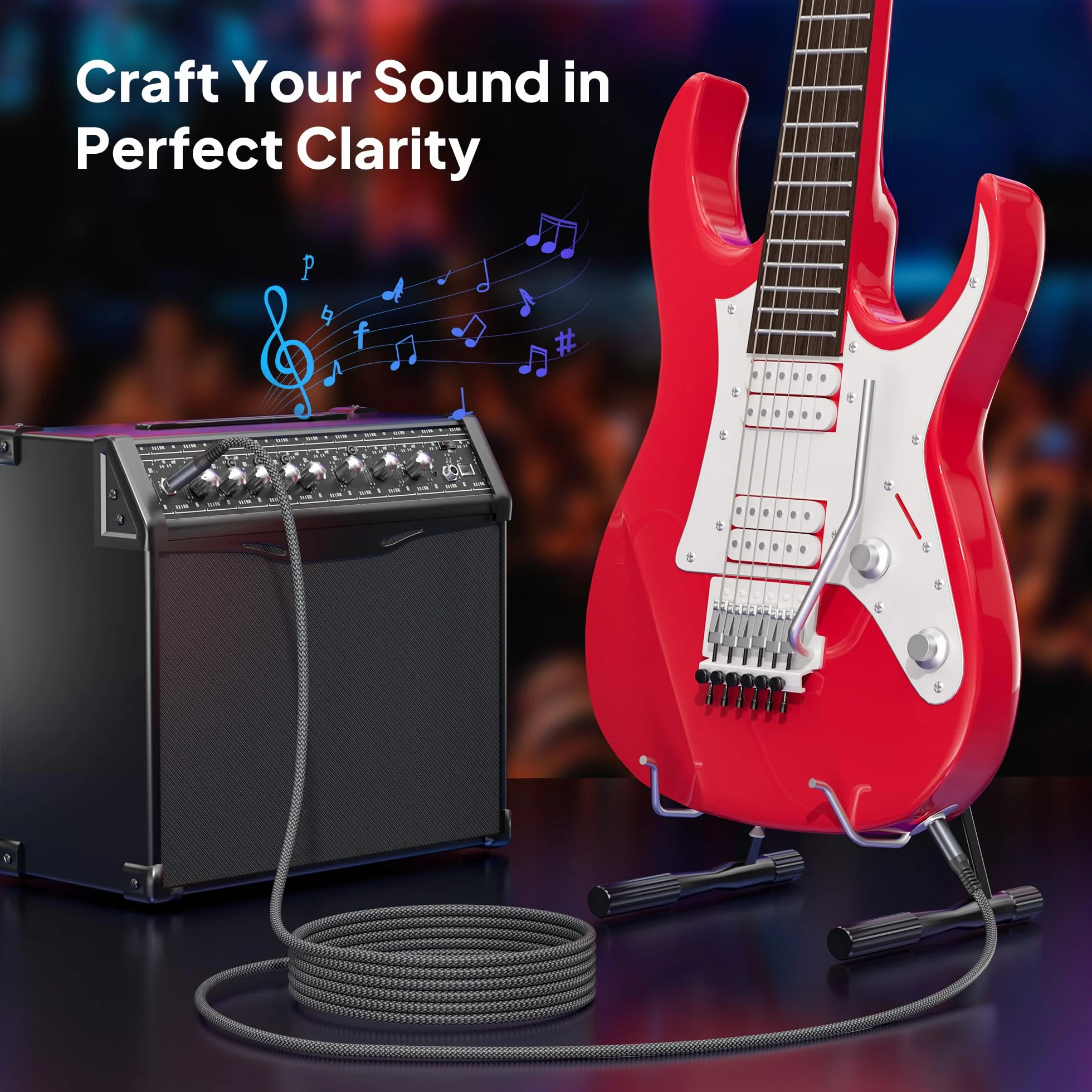 Elebase Kabel gitarowy 1/4 cala TS 1M, 2 PCS, mono prosty 6,35 mm, przewód audio męski-męski do gitary elektrycznej, basu, klawiszy, wzmacniaczy, głośników, efektów
