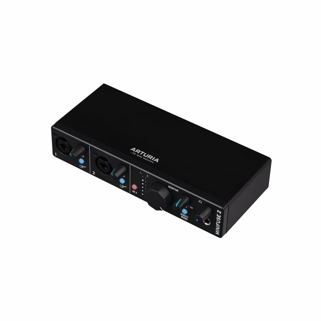 Arturia - MiniFuse 2 - Kompaktowy interfejs audio USB Studio jakości do produkcji, podcastingu, gitary, dostarczany z zestawem kreatywnego oprogramowania - czarny