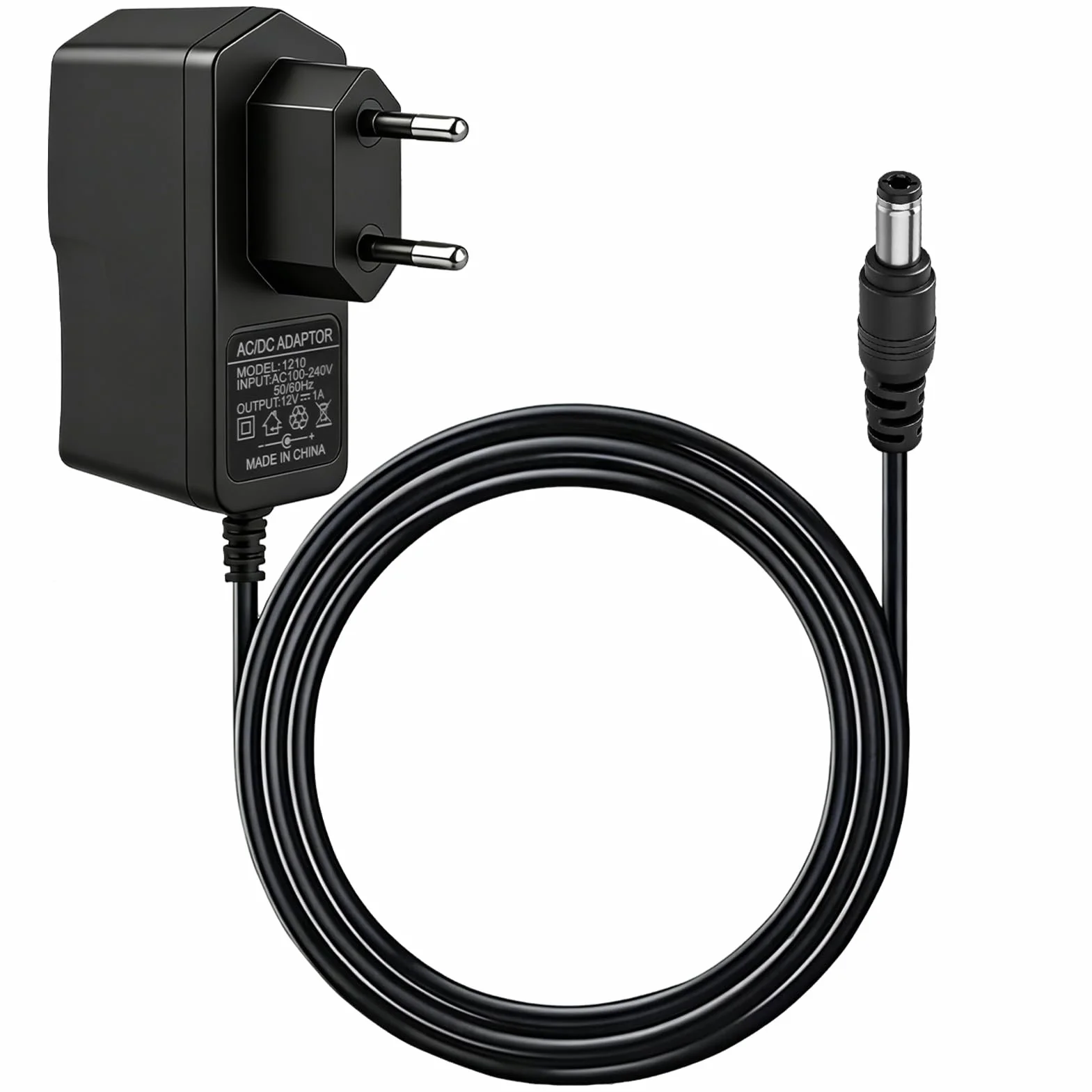 Uniwersalny zasilacz sieciowy 12 V, 12 W, zasilacz AC 100-240 V 50/60 Hz, 12 V uniwersalny zasilacz ze złączem 5,5 x 2,5 mm, ładowarka do taśm LED TV Box, router, 1 M