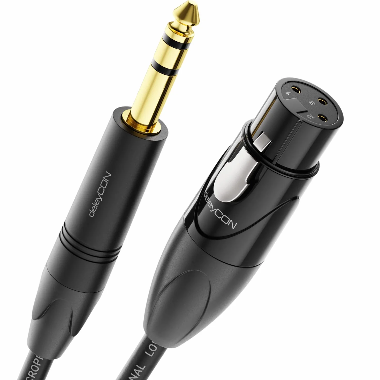 deleyCON 3,0m XLR do 6,35mm Jack Stereo - mikrofonowy adaptera audio AUX - Jakość studyjna - Wykonane z czystej miedzi OFC (AWG24) XLR Żeńskie na Jack 6,35mm Męskie - Metal Lock