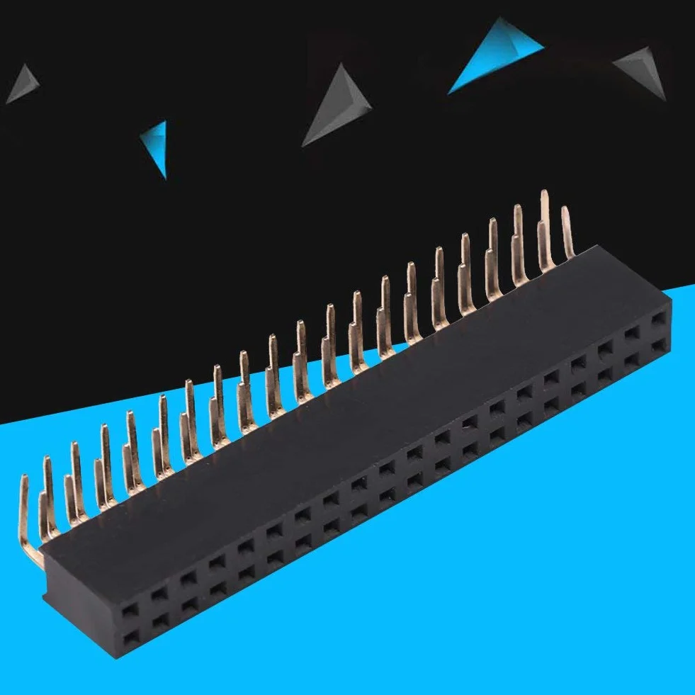 3 Sztuk 2.54mm 2x20 Pin żeński Dwurzędowy żeński Nagłówek Kątowy 4 Nagłówek Listwy Pinowe Złącze Płytka Drukowana Dwurzędowe Gniazdo Kątowe do Prototypowej Tarczy