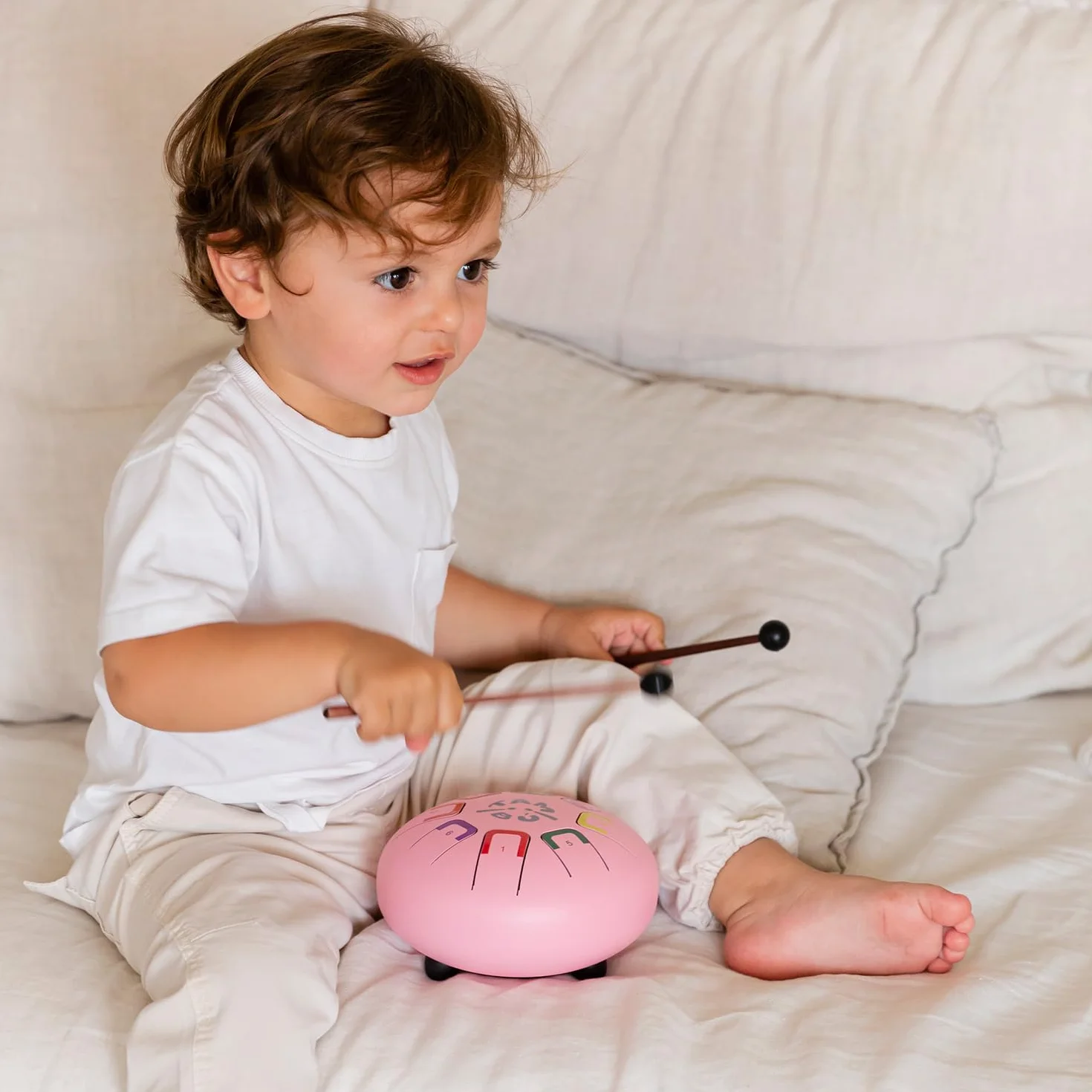 BABY TAMBU Stalowy bęben językowy 6 cali (15 cm) bęben metalowy z językami 8 notatek instrument perkusyjny (różowy - różowo-winky)