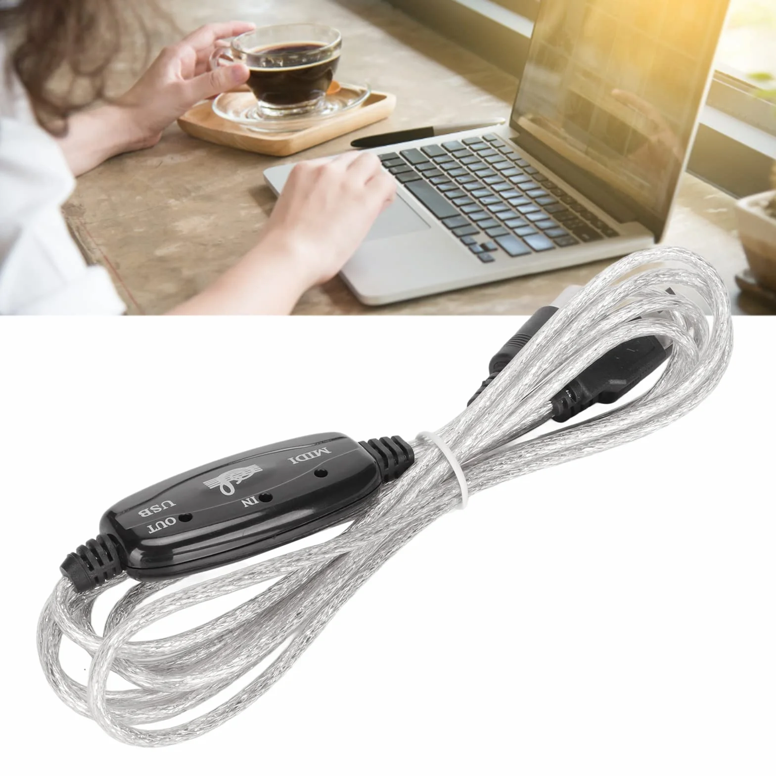 Kabel MIDI na USB Konwerter PC na Syntezator Studio Muzyczne Klawiatura Interfejs Kabel Wtyczka Kontroler Kabel Adaptera 16 Kanałów Komputer Laptop Wsparcie i Mac.