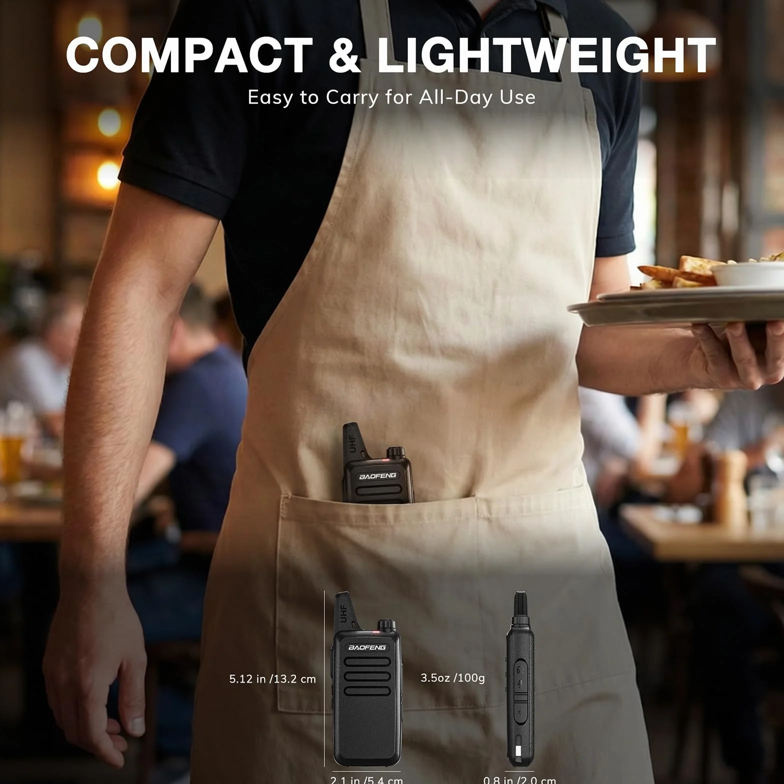 Baofeng T22 Walkie Talkie PMR446, 16CH Radiotelefon dwukierunkowy, akumulatorowy baterią 1500 mAh, przenośny radiotelefon, do hoteli i restauracji (2 sztuki)