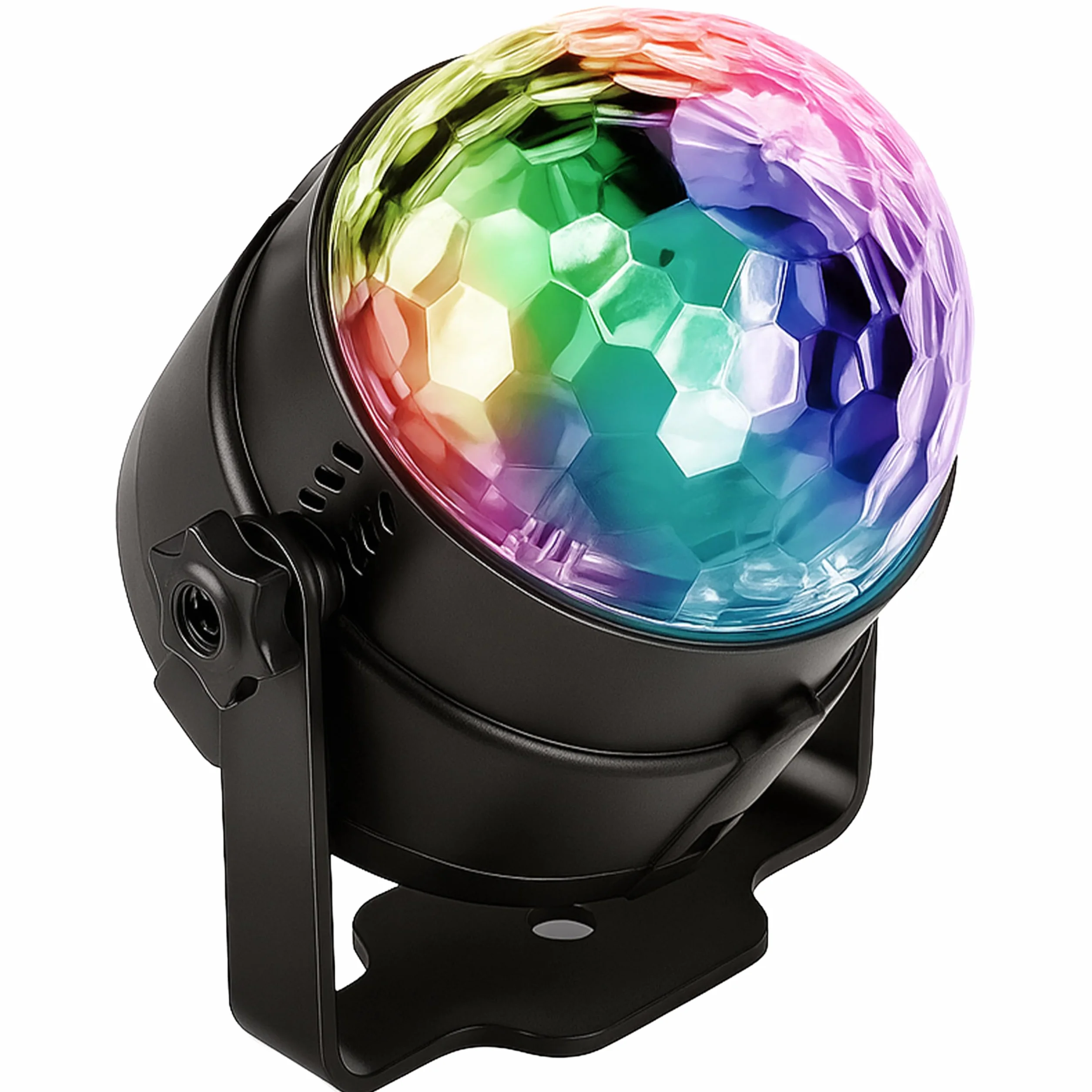 Retoo Kula dyskotekowa, 360° sterowana muzyką, oświetlenie dyskotekowe LED, lampa na imprezę DJ, obracana o 360°, z 3 kolorami światła, lampa dyskotekowa na imprezę, urodziny dziecka, oświetlenie