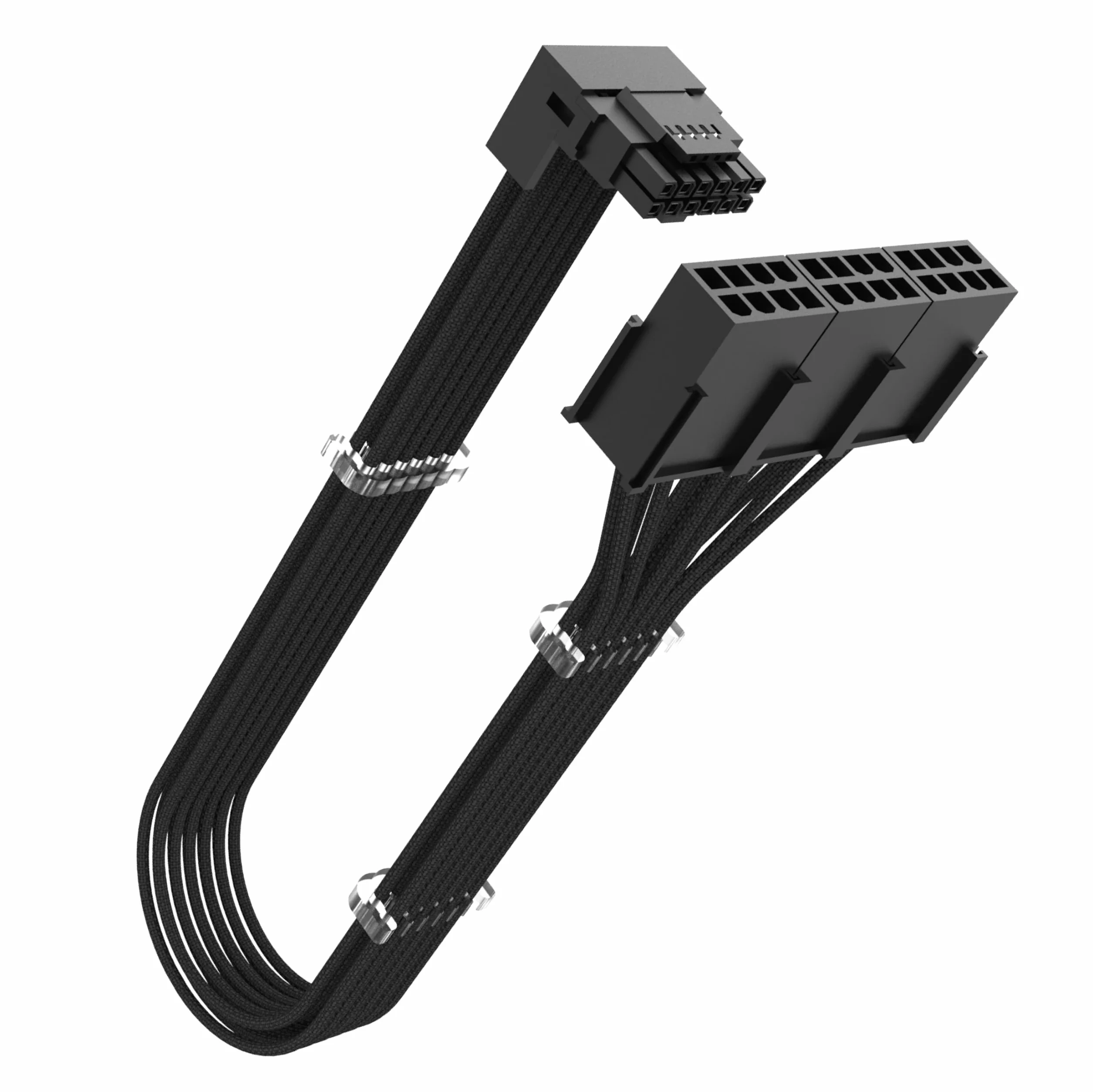 Akasa 90 Stopień 12VHPWR Kabel 12+4 Pin to 3 x 8 Pin męski na żeński, 16AWG, 30cm (Czarny), Maksymalny 600W, Kompatybilny z RTX 4090 4080 4070Ti 3090Ti Karta graficzna z Legacy PSU, AK-CBPW31-30BK