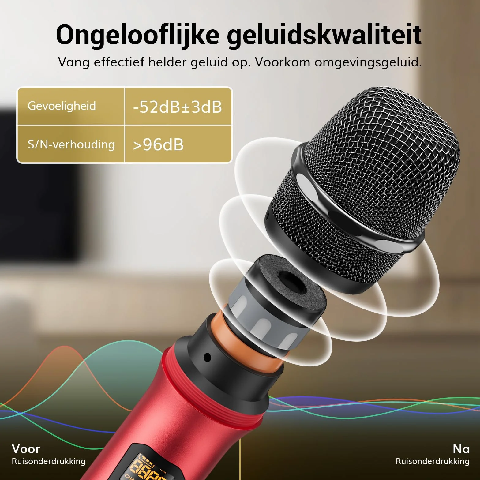 TONOR Bezprzewodowy Mikrofon UHF TW820, Podwójny Ręczny System Mikrofonowy, 60 m, Czarny i Czerwony