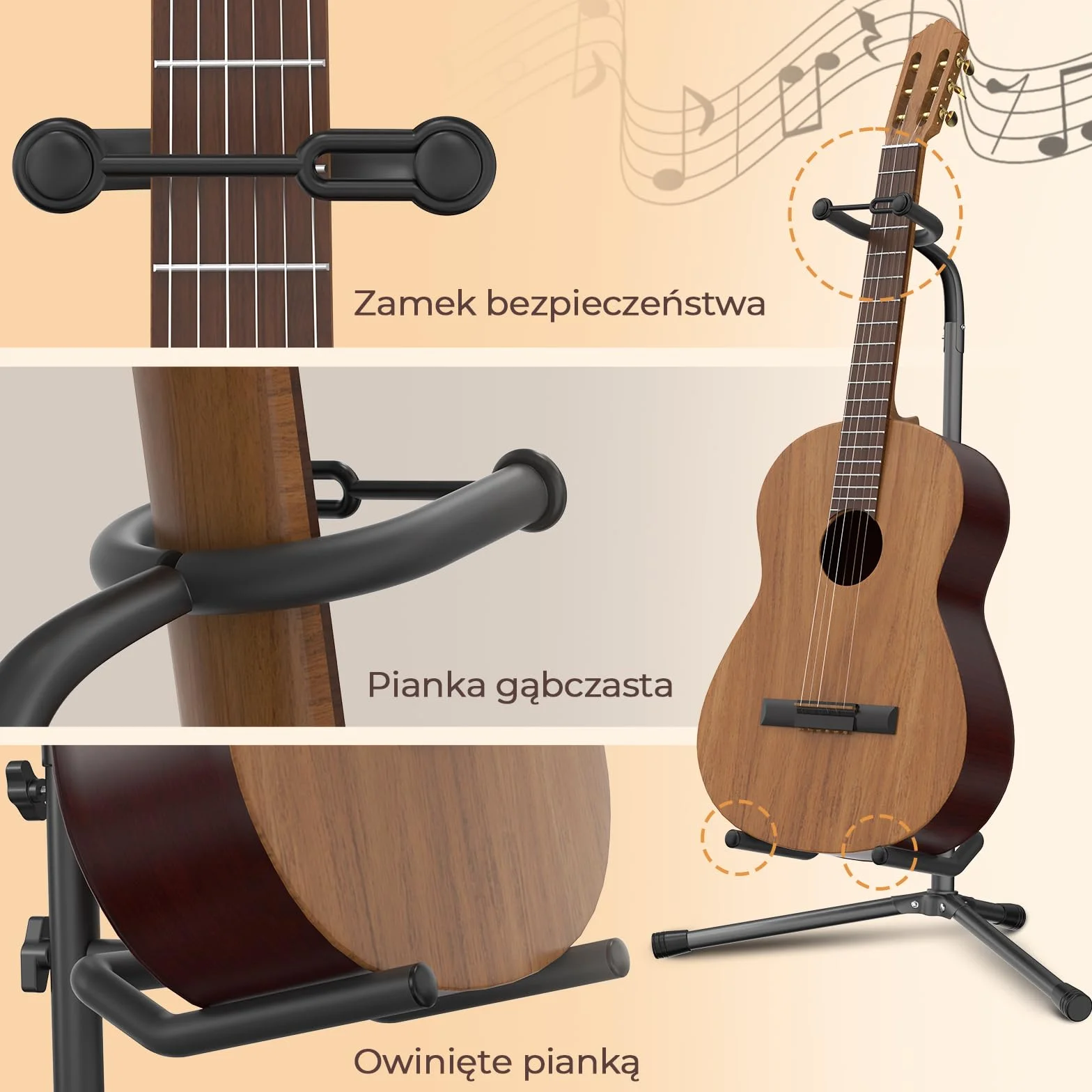 GLEAM Stojak na gitarę – regulowany do gitar elektrycznych, akustycznych i basowych, akcesoria gitarowe