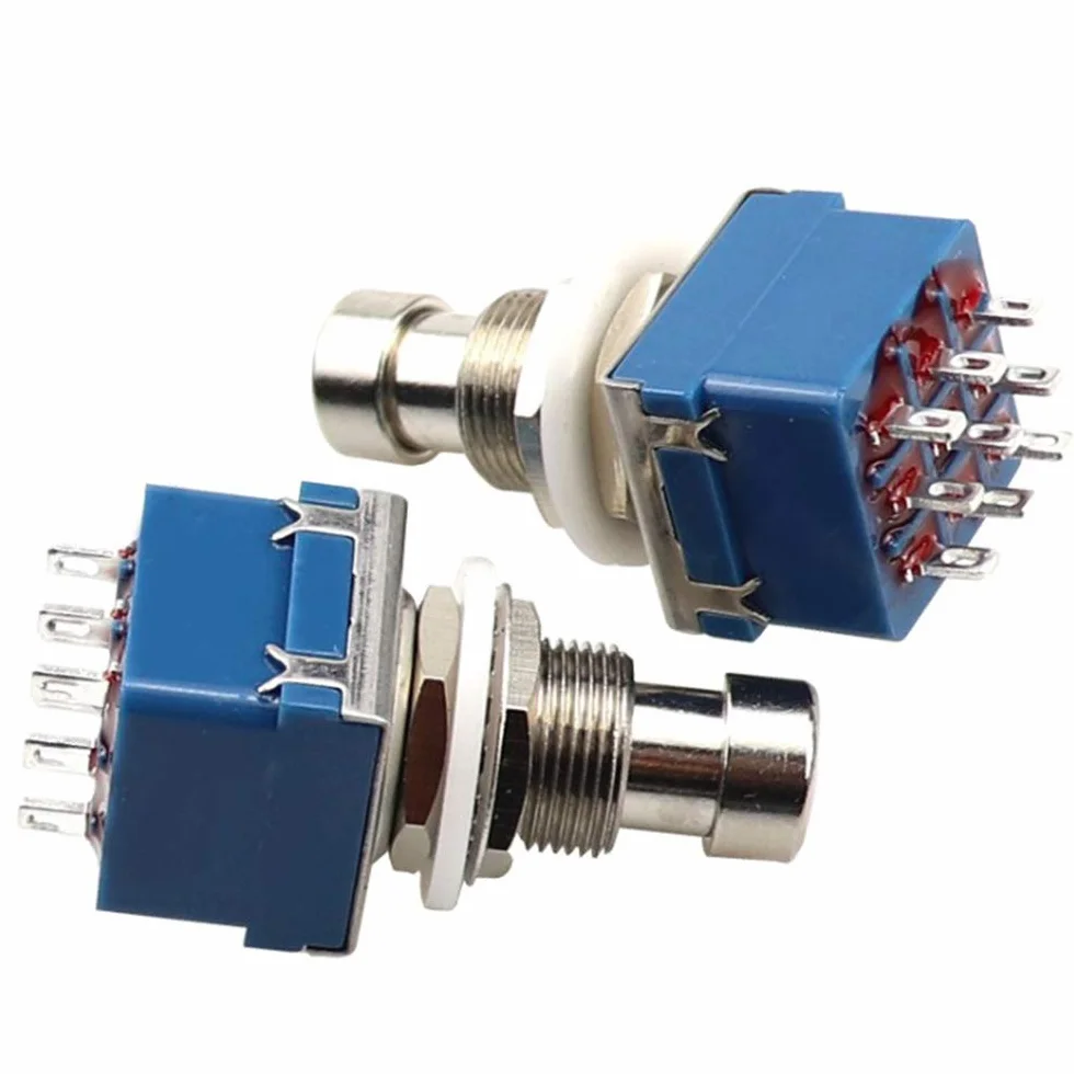 5 szt. 9 pinów 3PDT Effector Button Brush Box True Bypass efekty gitarowe Pedal Box Stomp Foot metalowy przełącznik