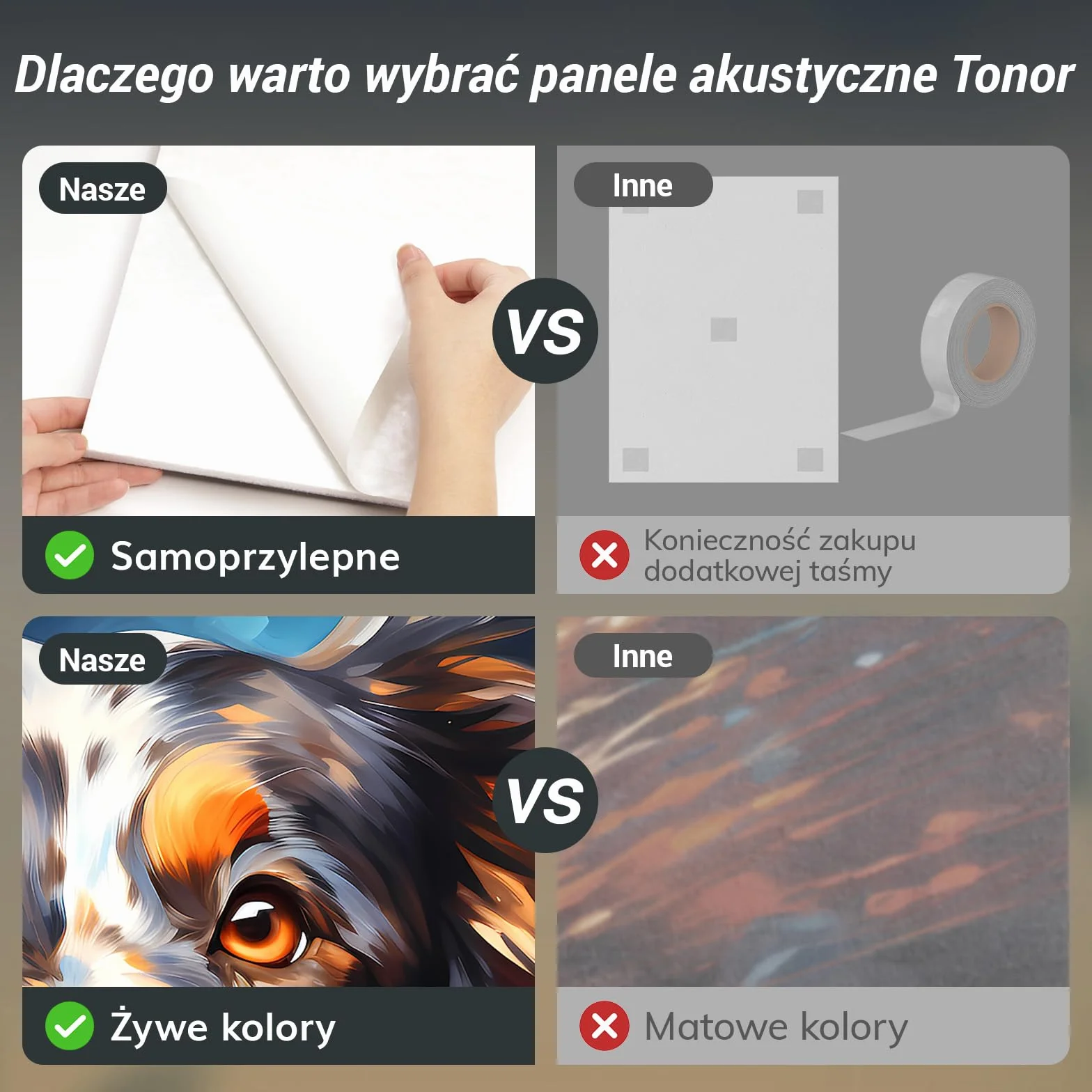 TONOR 8-pakowy artystyczny panel akustyczny, samoprzylepne panele ścienne, panele dźwiękochłonne 40 * 30 * 0.9cm, dekoracyjne panele dźwiękochłonne, obróbka akustyczna do studia, Mapa świata