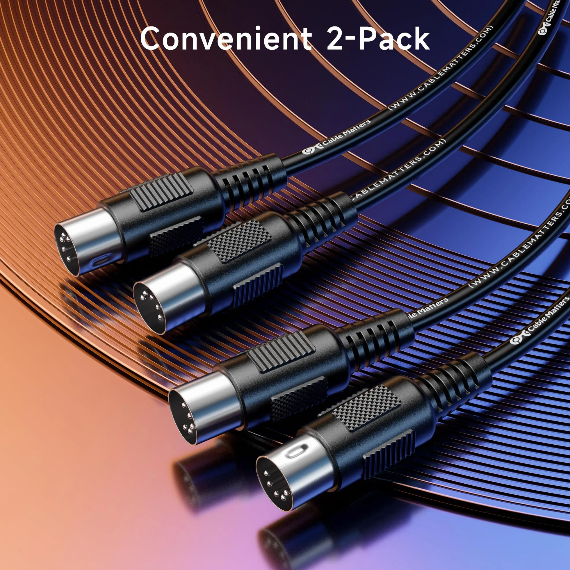 Cable Matters 2-pak 5-pinowy kabel DIN MIDI, 5-pinowy kabel MIDI - 3m