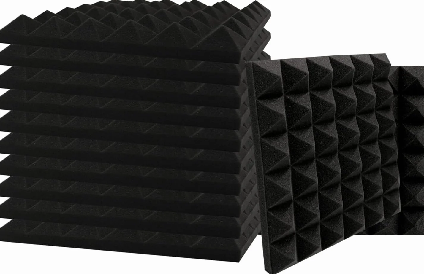 SK Studio Pianka akustyczna, 12 sztuk, pianka z wypustkami, izolacja akustyczna, do studia dźwiękowego, tłumiąca dźwięki, piramida piankowa, 30 x 30 x 2,5 cm, czarna