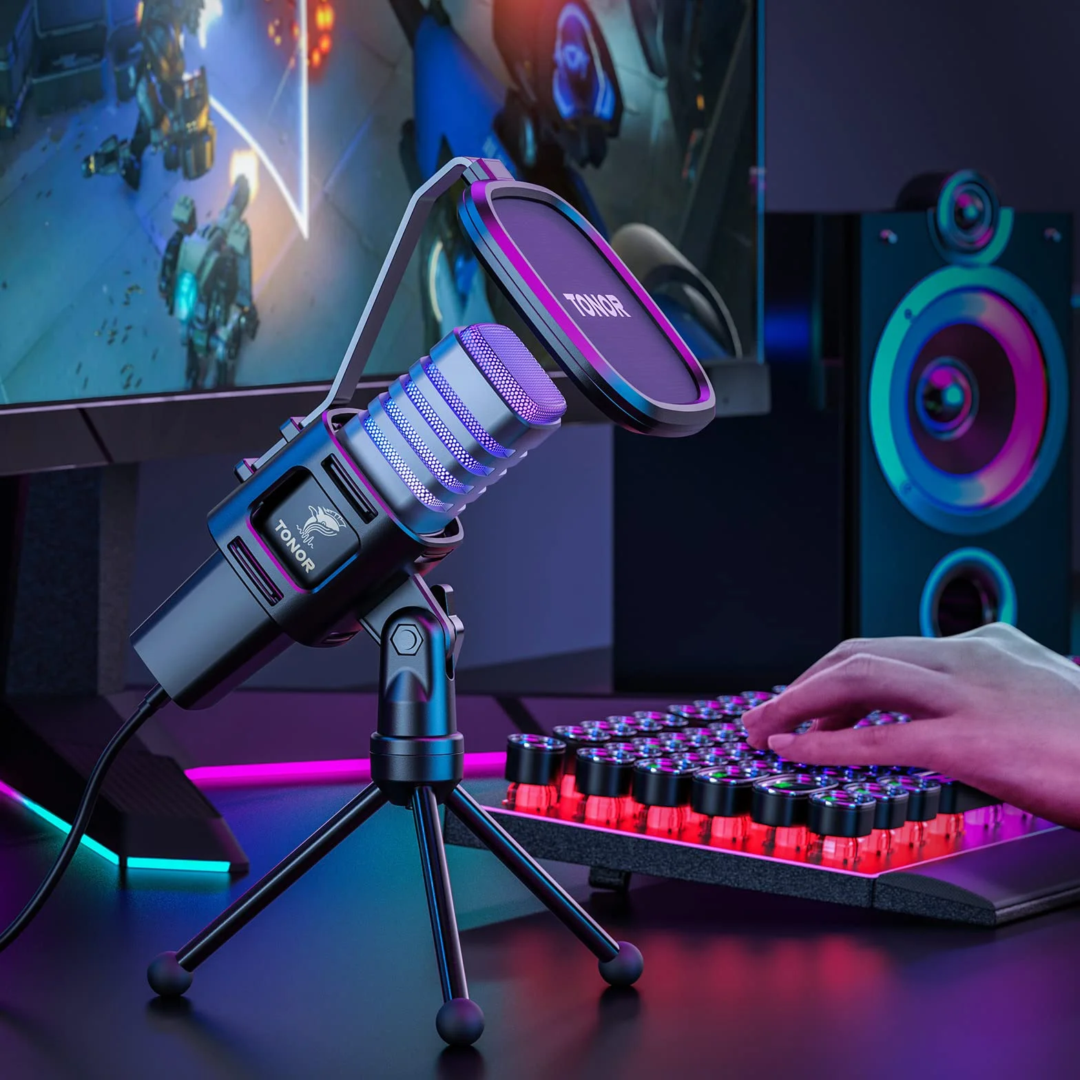 TONOR Dynamiczny Mikrofon Wokalny do Śpiewu, Ręczny Przewodowy Mikrofon do Karaoke, Kardioidalny Mikrofon Studyjny z Kablem XLR o Długości 4.5M, Odpowiedni do Głośników, Mowy i Aktywności