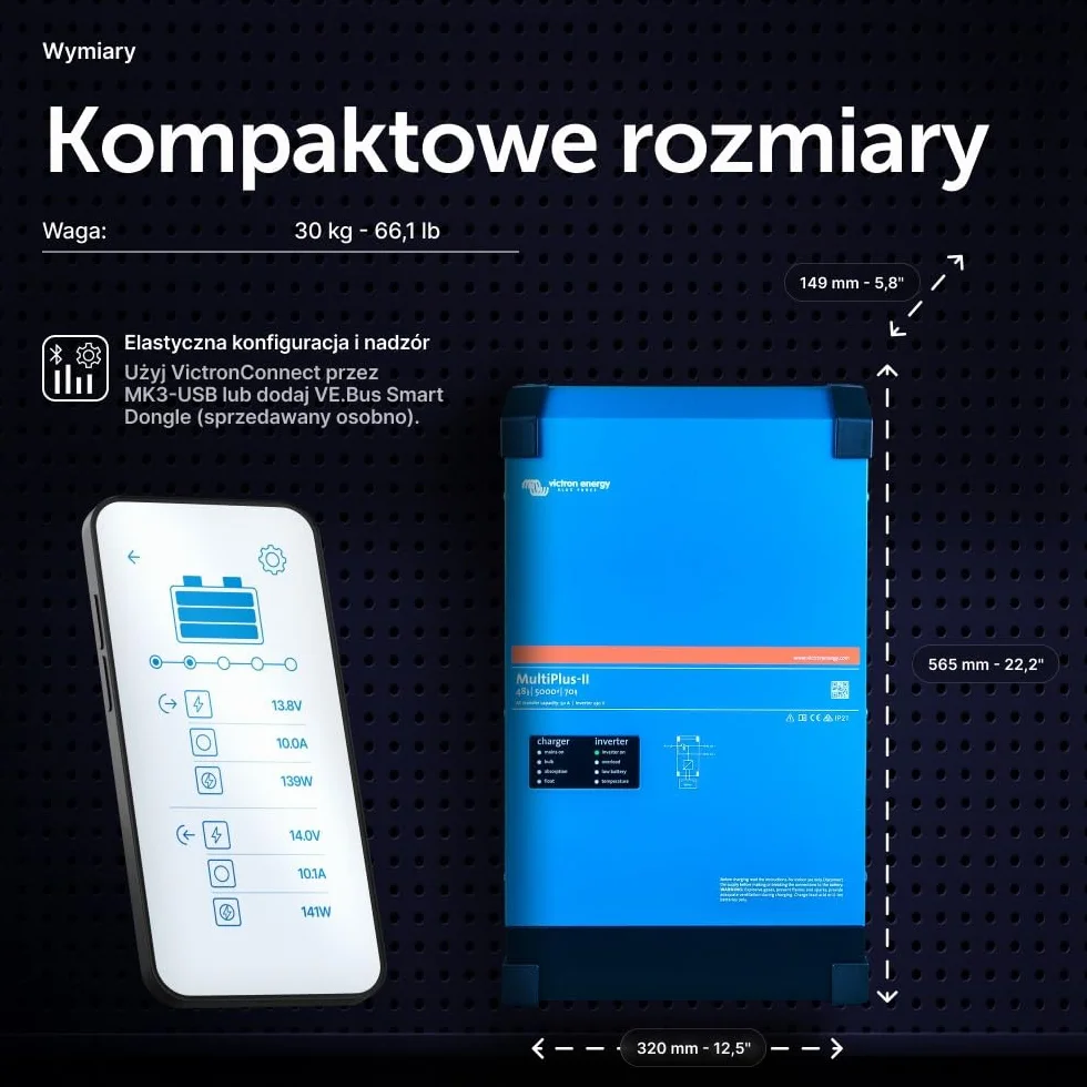 Victron Energy MultiPlus-II 5000VA 48-Volt 230V Falownik Sinusoidalny 70 amp Ładowarka do Akumulatorów
