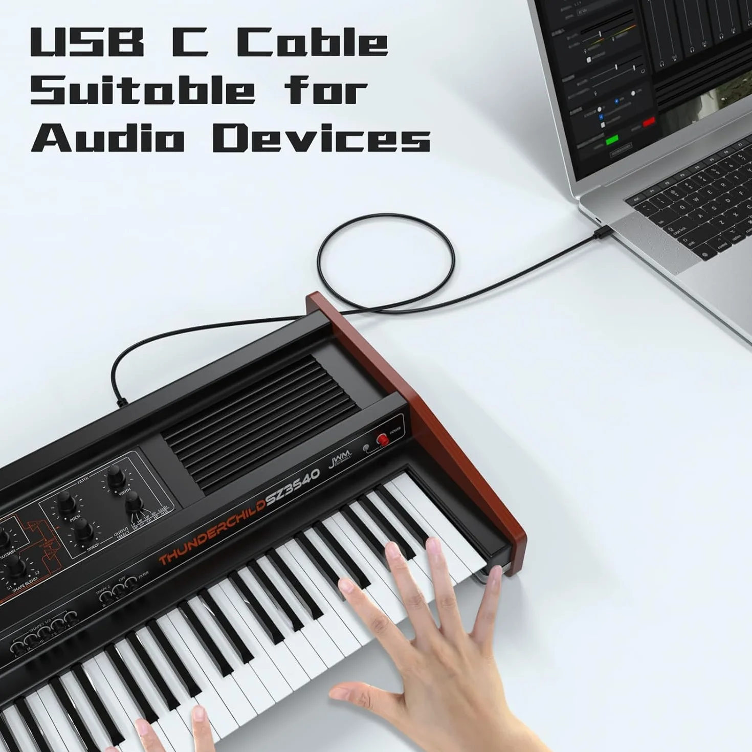 Kabel USB C MIDI do Yamaha Casio Digital Piano MIDI, kontroler DJ, USB B na USB C, kabel do drukarki, kabel skanera do MacBook Pro, Air, HP, Epson, Canon, Brother, Lexmark, Xerox, 1 m