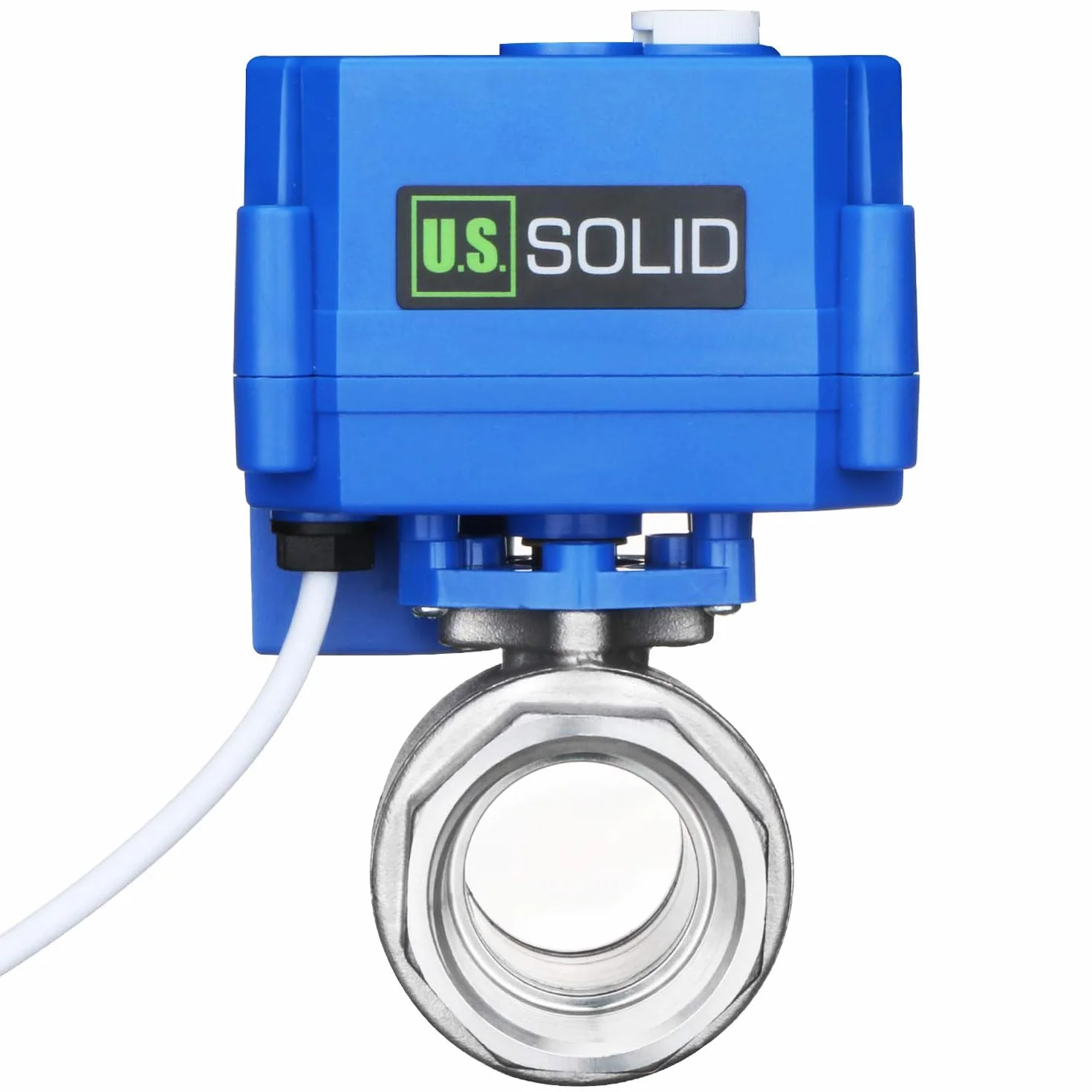 U.S. Solid Zmotoryzowany zawór kulowy – elektryczny zawór kulowy G 2,5 cm ze stali nierdzewnej z funkcją ręczną, pełny port, 9-24 V AC/DC i 3-przewodowa konfiguracja przerwy dodatniej