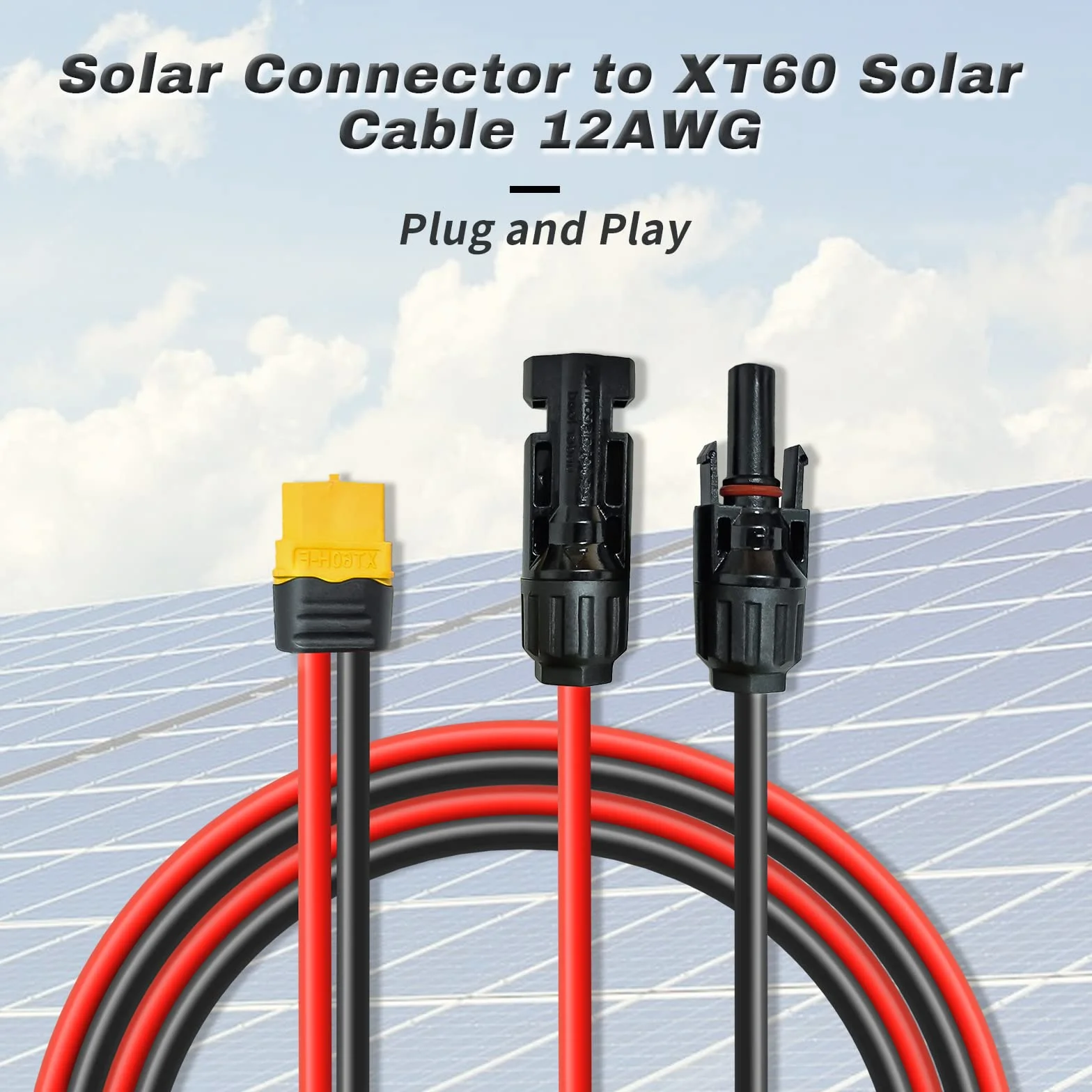 Solarny kabel do ładowania 0,6 m/3 m, wtyczka solarna na wtyk XT60, adapter do panelu słonecznego, do EF DELTA 2 i River Pro MAX Powerstation 757 Powerhouse Solar Generator (3 m)