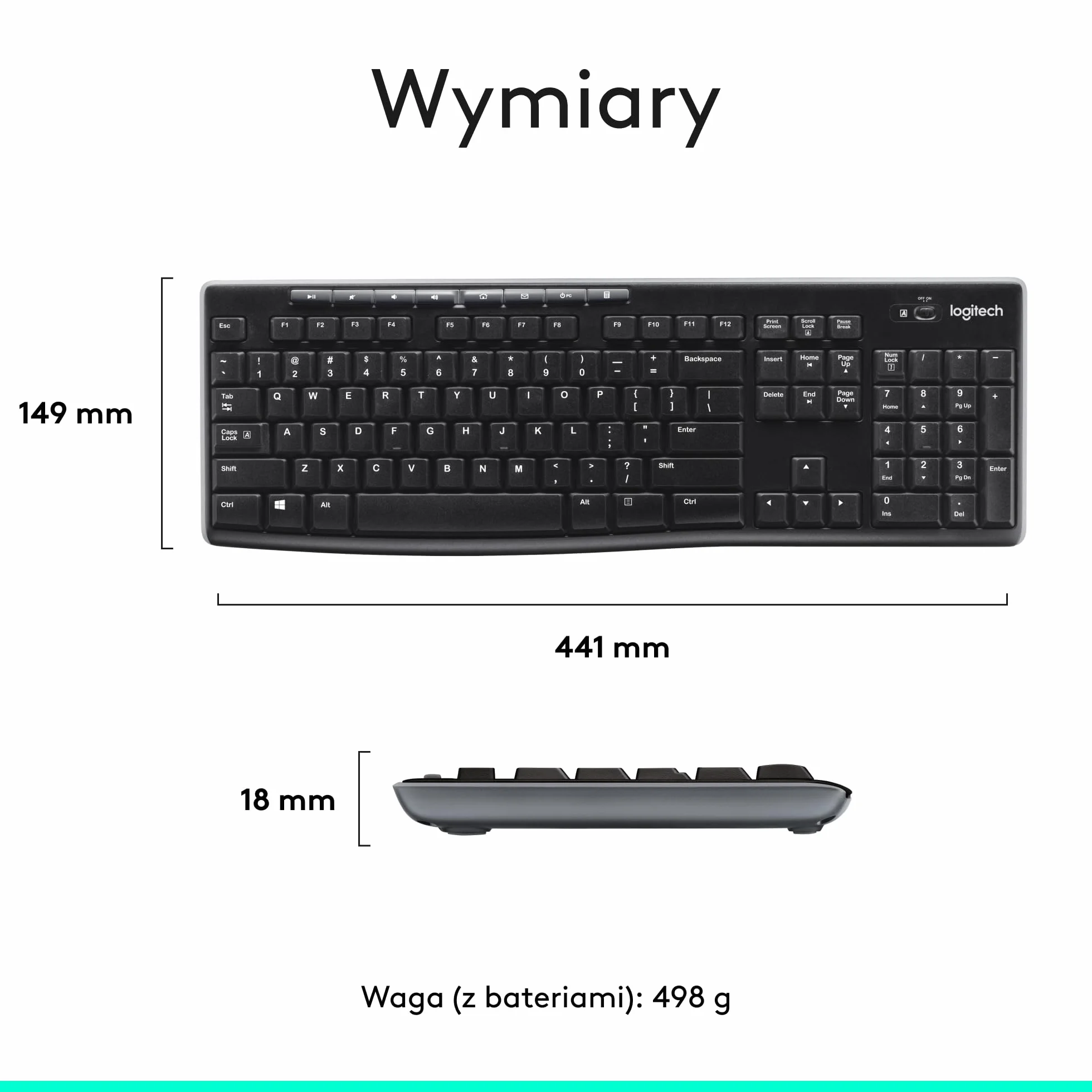 Logitech MK270 Bezprzewodowy Zestaw Klawiatura i Mysz dla Windows, 2,4 GHz, Kompaktowa Myszka, 8 multimedialnych klawiszy skrótowych, bateria 2 lata, dla PC, Laptop, QWERTY układ US Intl - Czarny