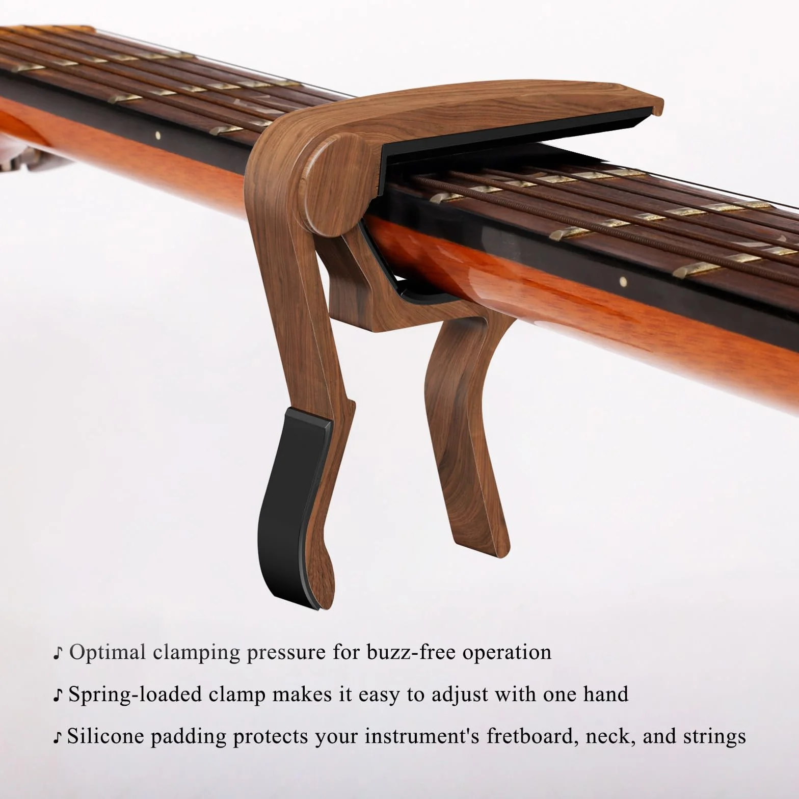 Kapodaster do gitary akustycznej, klasycznej, elektrycznej, ukulele, mandoliny, banjo i innych instrumentów muzycznych, szybkie zapięcie, podkładka silikonowa z pamięcią kształtu, bez brzęczenia