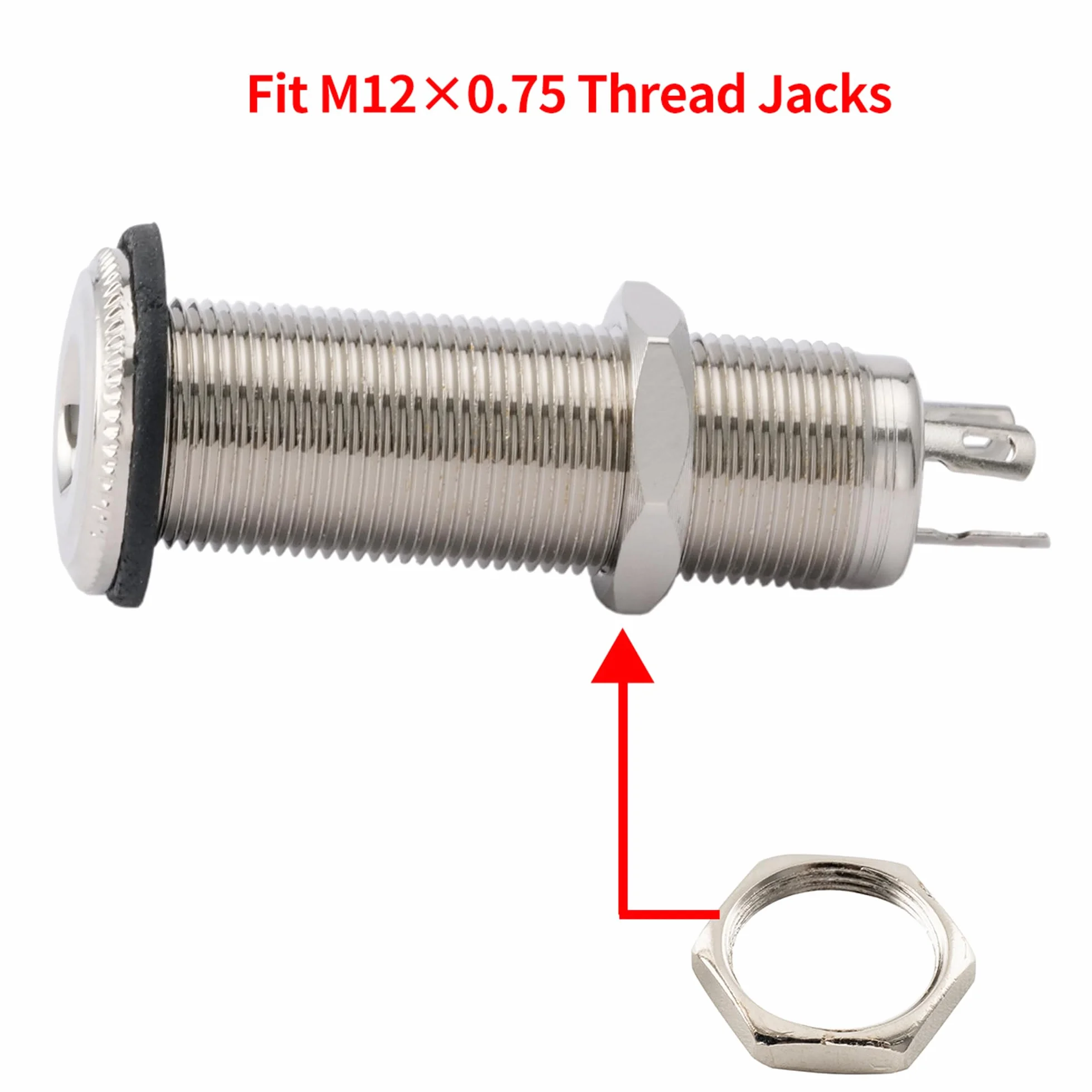 Musiclily Pro M12x0,75 Nakrętka na Jack do Metrycznych Cylindryczne Gniazdo Jack Gitary Basowej, Nikiel (10 szt.)
