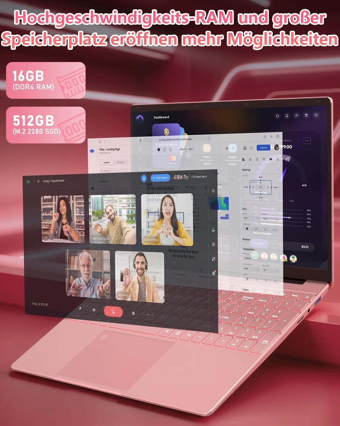 2025 najnowszy laptop FHD o przekątnej 15,6", 16 GB RAM 512GB SSD|Quad-Core Celeron 5205U|klawiatura QWERTY z podświetleniem|czytnik linii papilarnych|WiFi |HDMI|Notebook komputer dla firm i studentów