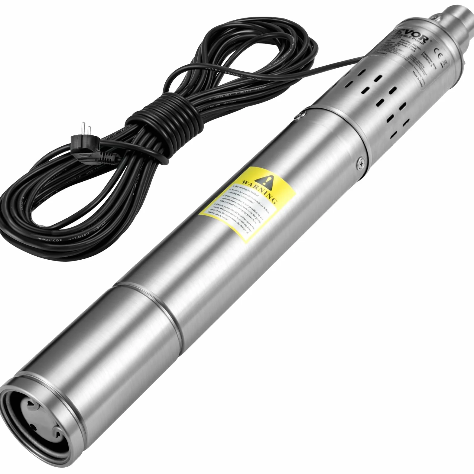 VEVOR Pompa zatapialna 550 W Przepływ 35 l/min do basenu ogrodowego ogrodu ze stali nierdzewnej, pompa głębinowa do głębinowych studni 230 V maks. wysokość tłoczenia 108 m, pompa zatapialna