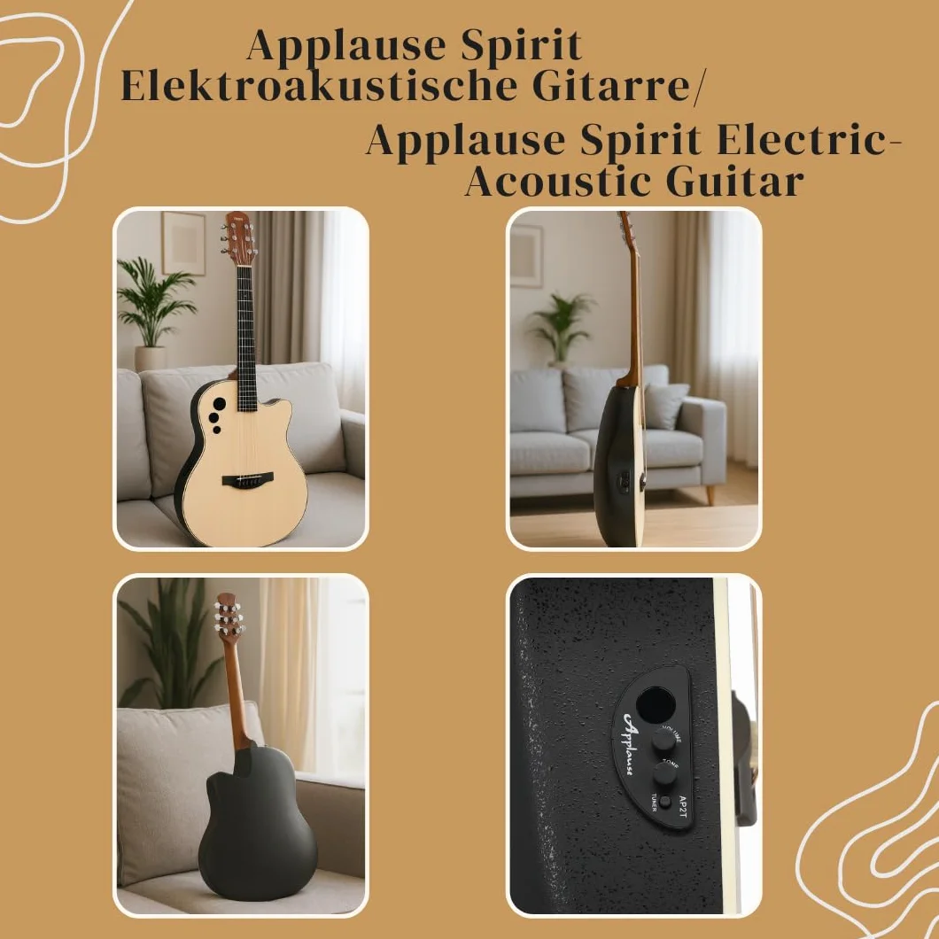 Applause gitara elektroakustyczna Spirit - selekcjonowany świerkowy top - korpus Lyrachord o średniej głębokości - cutaway - przedwzmacniacz AP2T + tuner - naturalny - AAE-044-4S