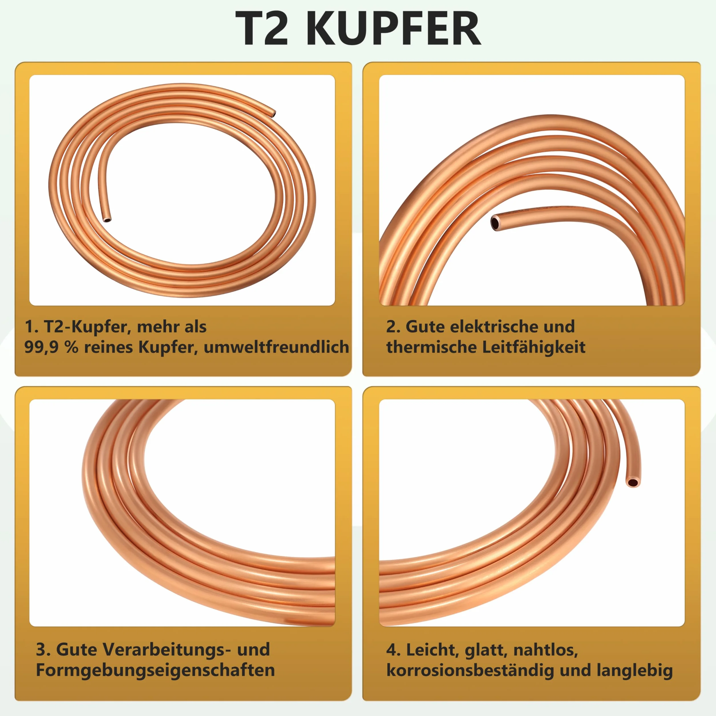 Rura miedziana, KWOKWEI miękka rura miedziana OD 6 mm ID 4,8 mm, długość 1,5 m, miedziana rura okrągła do urządzeń chłodniczych, generatorów, szyn elektrycznych, urządzeń przełączających, transformatorów itp