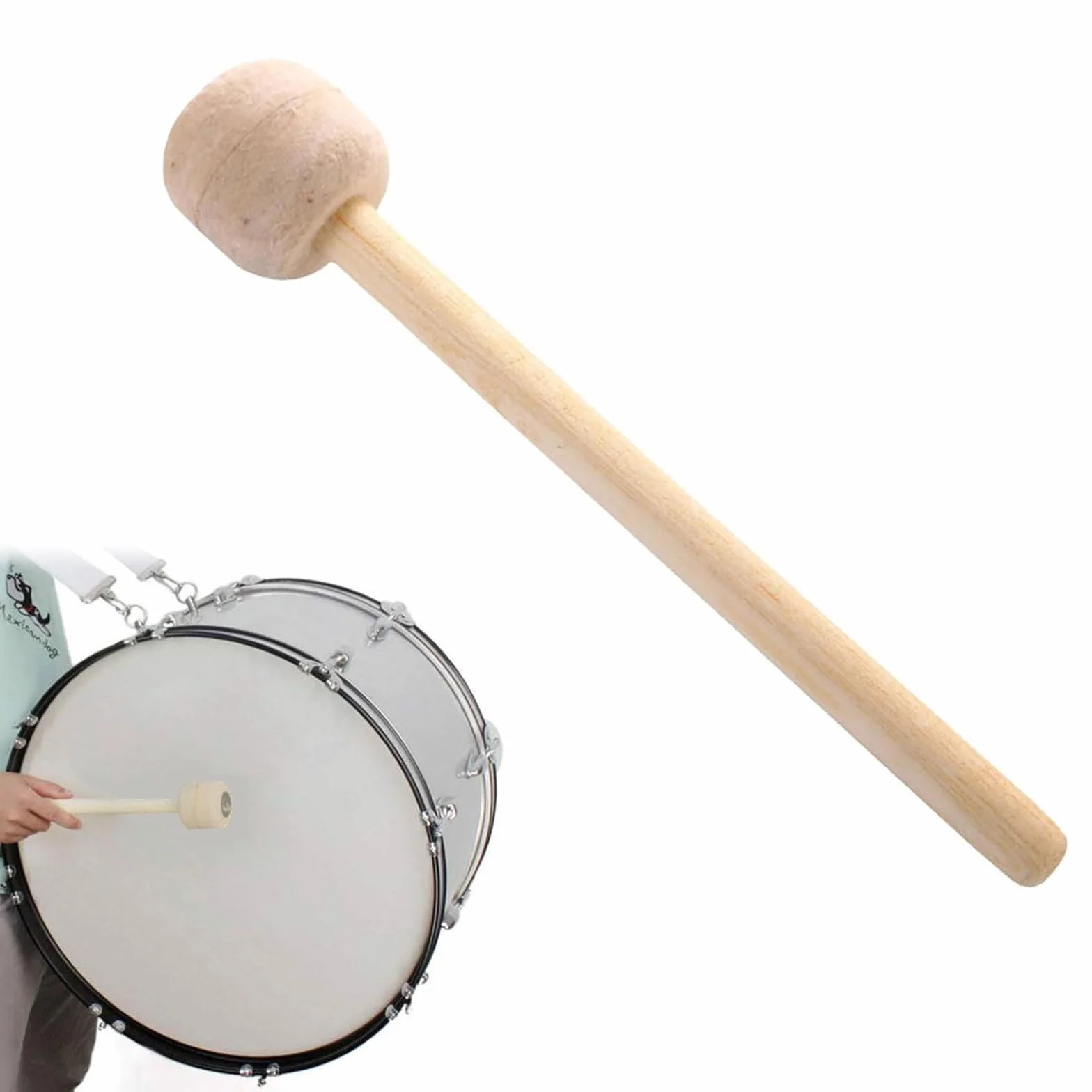 Bęben bębnowy, pałeczka bębnowa, pałeczka z drewna, pałeczka filcowa, pałeczka do bębna marszowego, do instrumentów perkusyjnych, pałeczki do perkusji