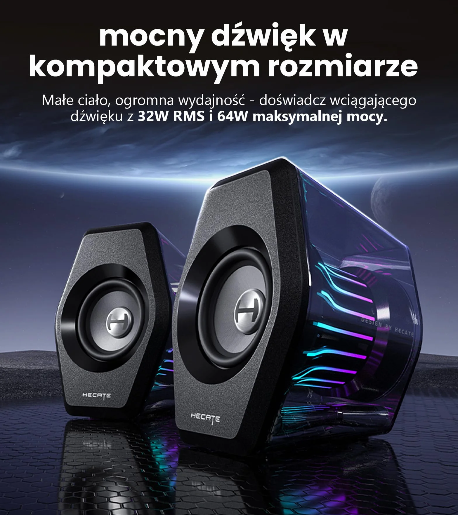 Edifer G2000 pro 2.0 głośnik gry rgb, maksymalna moc 64w, 270 ° tempoflow ™ Synchronizacja optyczna, dźwięk otoczenia wirtualny 7.1 - Bluetooth 5.4 / usb - C/aux dla PC, PS5 (Czarny)