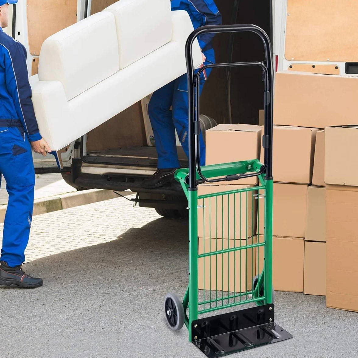 COSTWAY Wózek transportowy 2 w 1, składany, obciążenie do 90 kg, regulowana wysokość, stalowa rama, układający się w stos, wózek schodowy