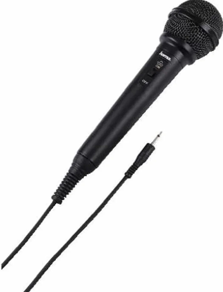 Hama mikrofon dynamiczny przewodowy (do karaoke, 6,3mm, kabel 2,5m, wokalowy) czarny