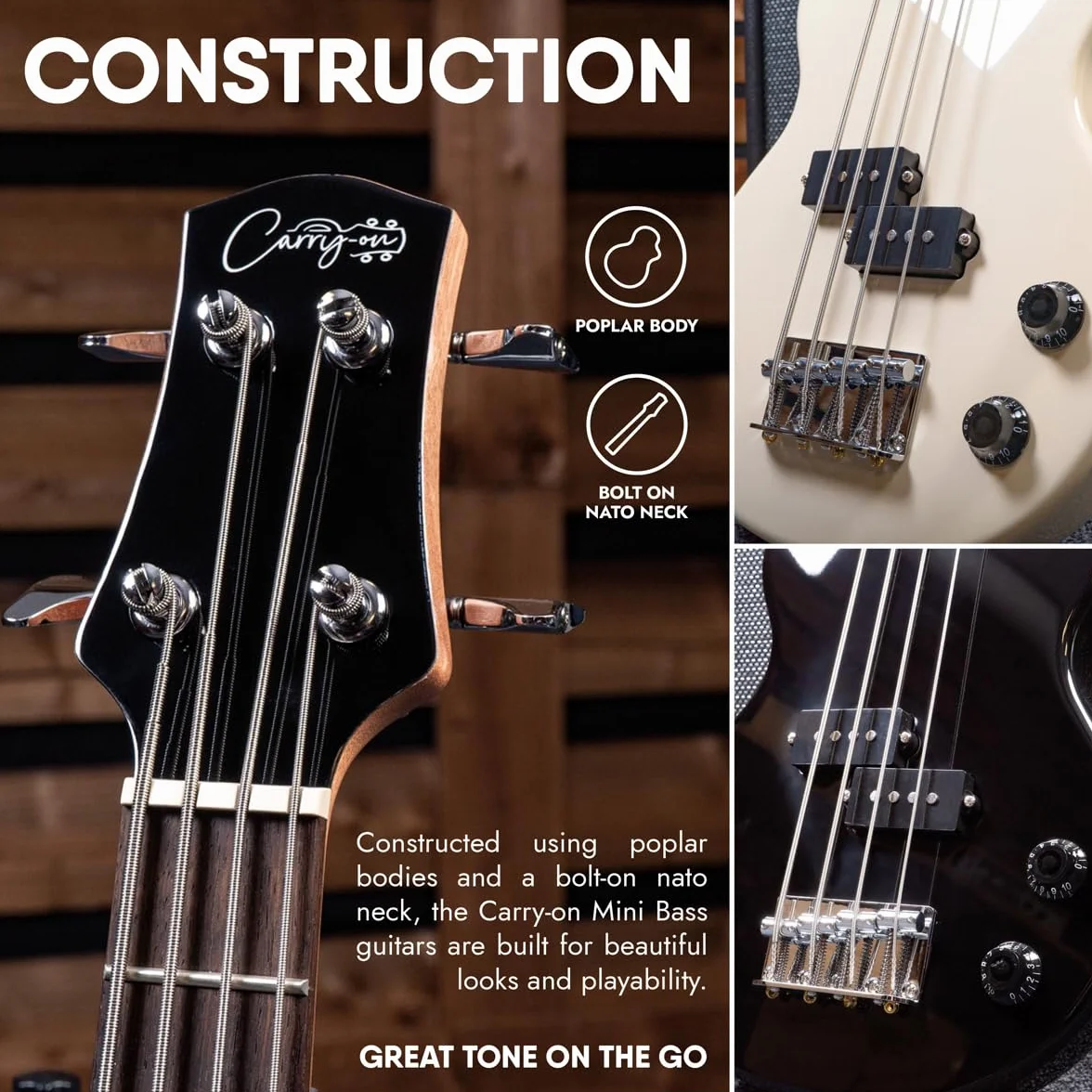 Carry-on Blackstar Mini elektryczna gitara basowa vintage biała