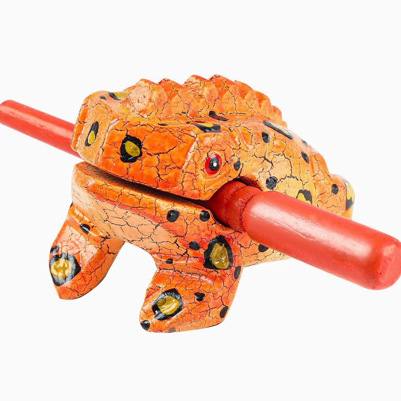 Drewniana żaba Guiro Rasp instrument 8,9 cm - perkusyjny blok muzyczny (malowany pomarańczowy)