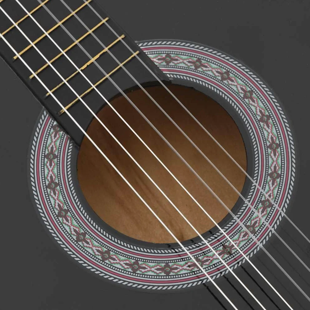 vidaXL Gitara klasyczna z wycięciem, 6 strun, czarna, 38"