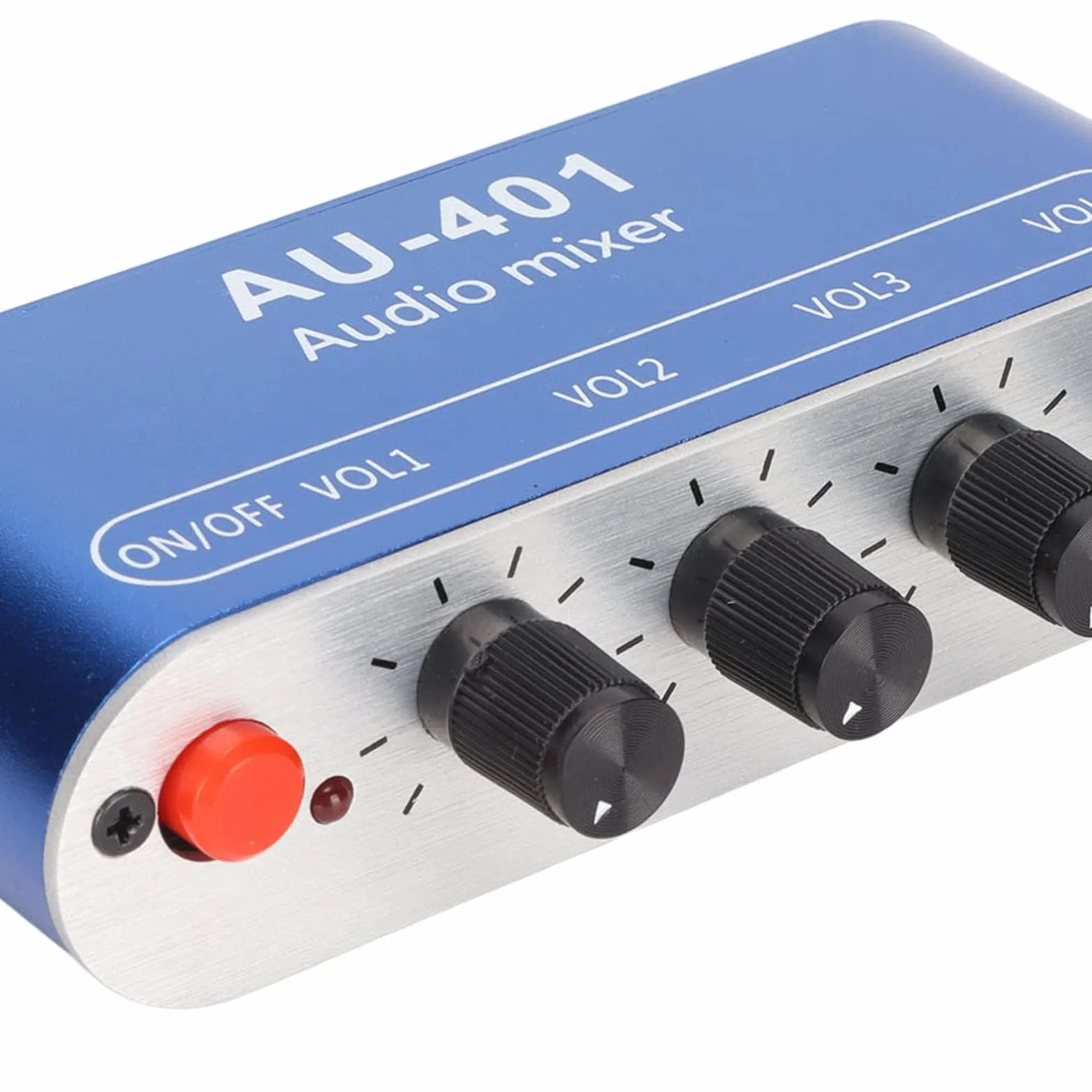 Mikser Stereofoniczny 4-kanałowy Mini, 4 w 1 Wyjście Regulacja Głośności 3,5 mm