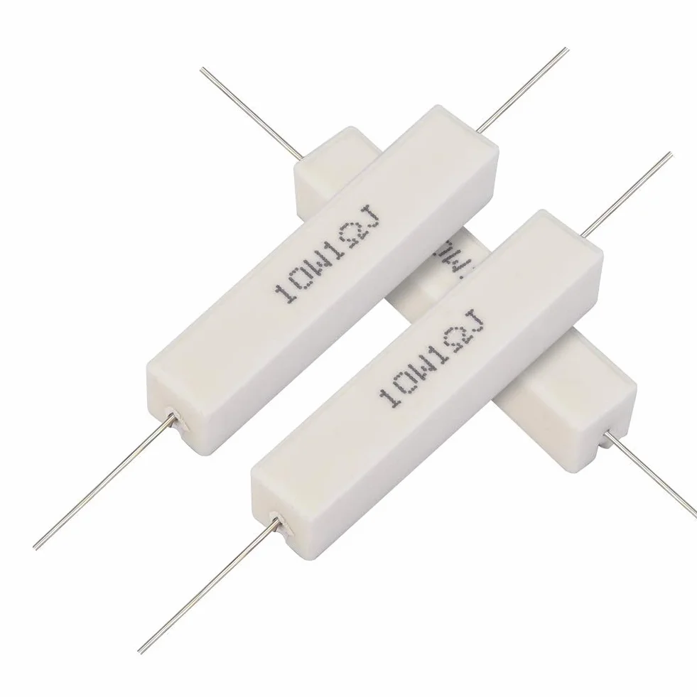 Rezystor ceramiczny 10 sztuk, 10 W rezystor cementowy Zestaw rezystorów dzielnika głośnika Ceramiczny 1 Ohm / 1,5 Ohm / 5 Ohm / 6 Ohm Cementowe rezystory mocy. (1 Ohm)