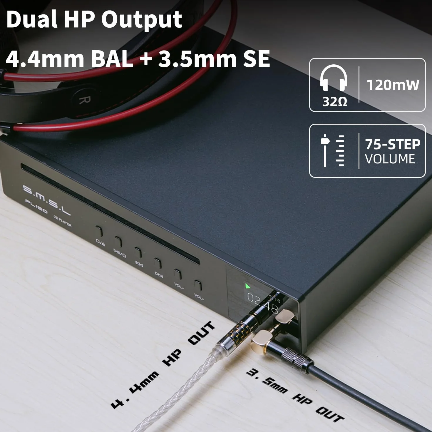 Odtwarzacz CD SMSL PL150 Wysokiej Jakości z Dekodowaniem DSD512, Funkcją DAC USB, Idealny dla Domowego Kina i Audiofilów（Czarny）
