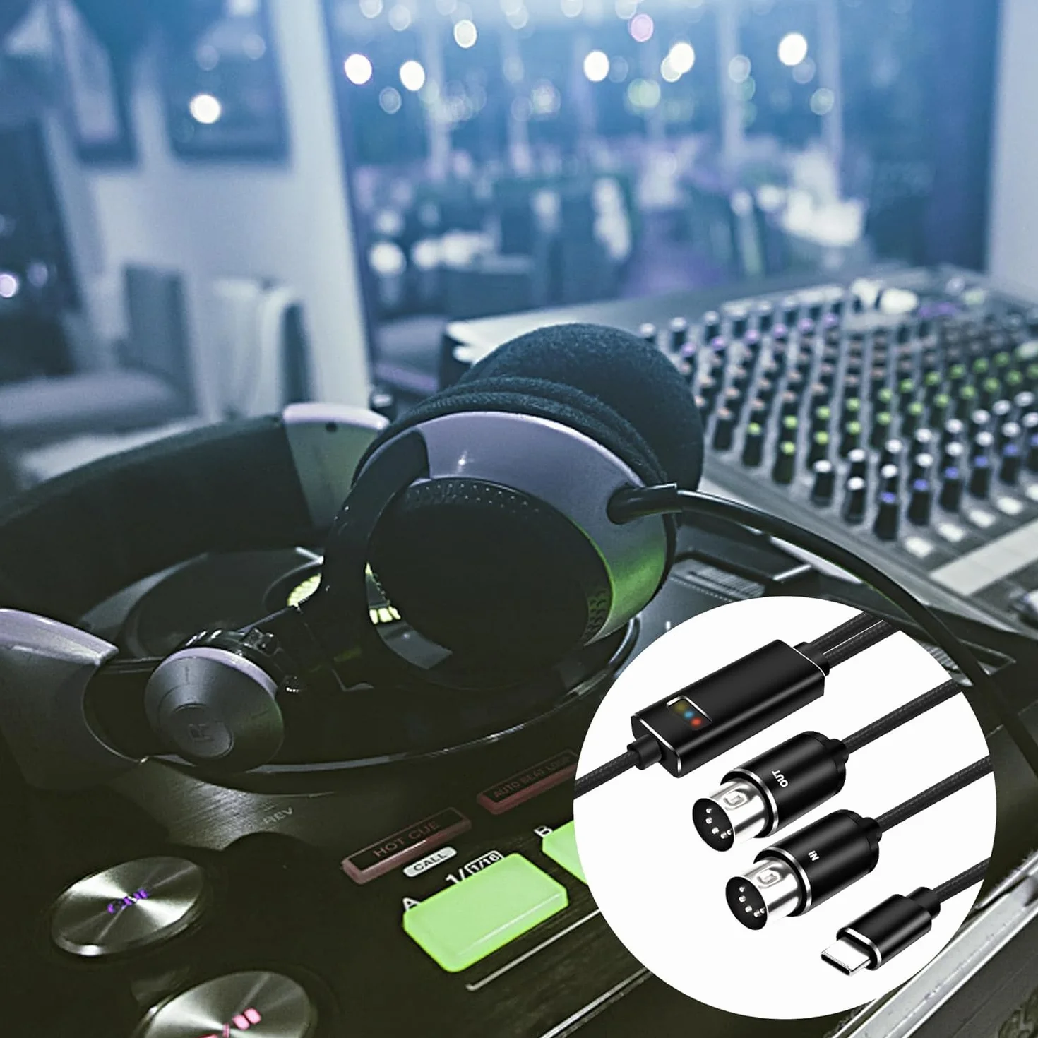 XMSJSIY MIDI do USB typu C Interface kabel adapter 5-pinowy MIDI do wejścia i wyjścia typu C, kabel z wyświetlaczem LED do fortepianu, klawiatury do PC Mac Laptop -2M (typ C)