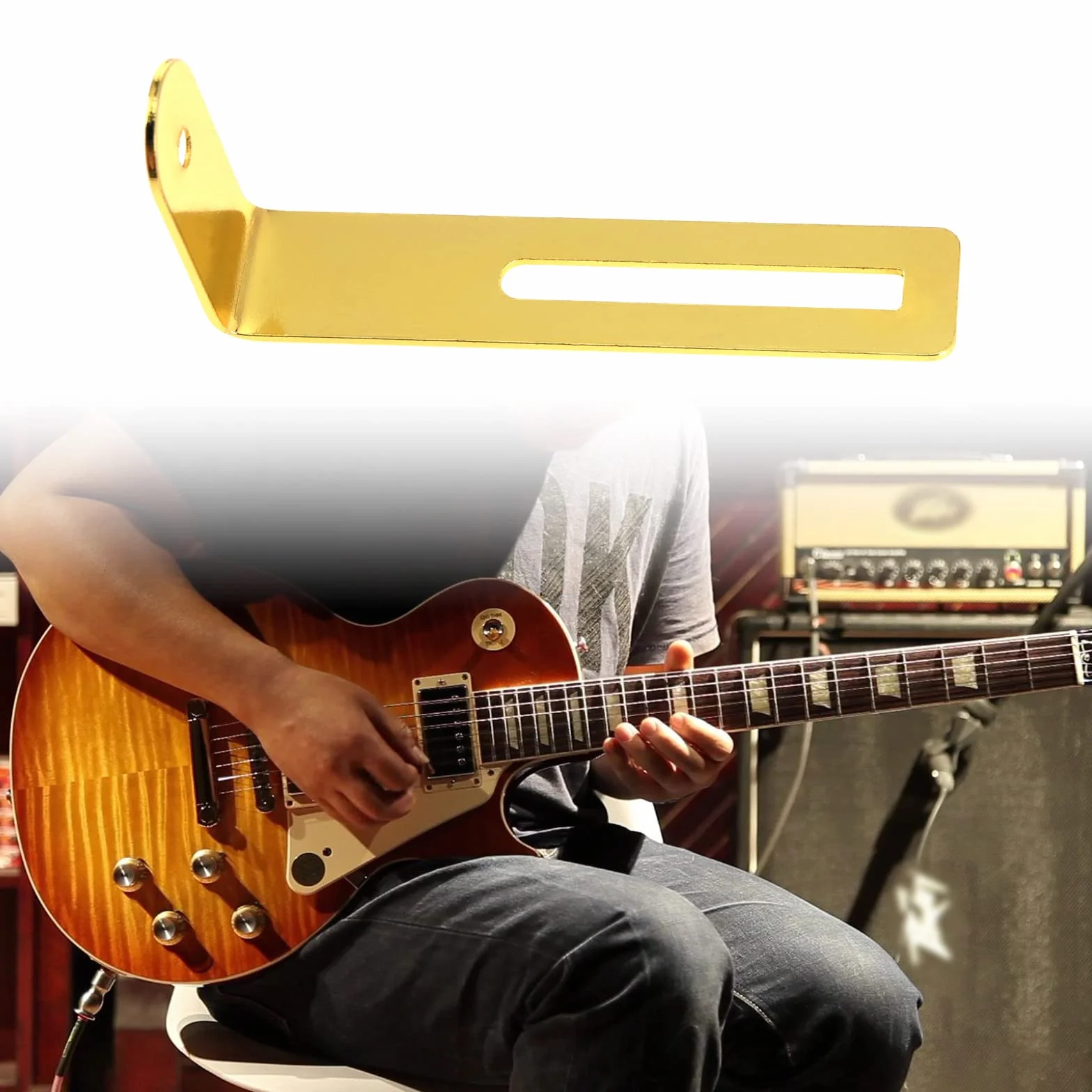 2 zestawy wsporników montażowych Pickguard do gitary ze śrubami mocującymi i nakrętkami, kompatybilny z gitarą elektryczną w stylu Les Paul, złoty