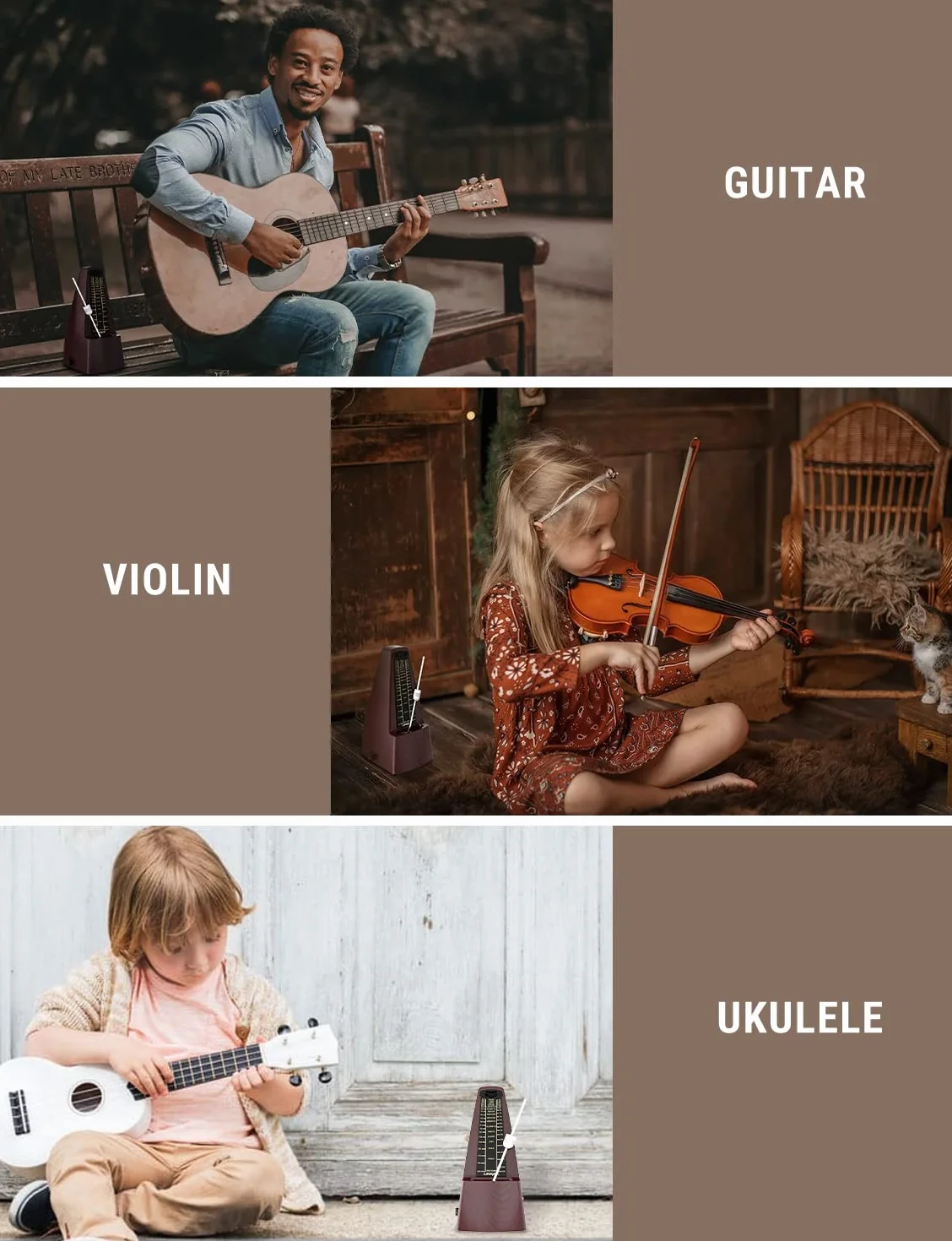 Mechaniczny Metronom M2 do Fortepianu, Gitary, Basu, Ukulele, Skrzypiec, Wiolonczeli, Bębna, Saksofonu, Trąbki i Innych Instrumentów Muzycznych