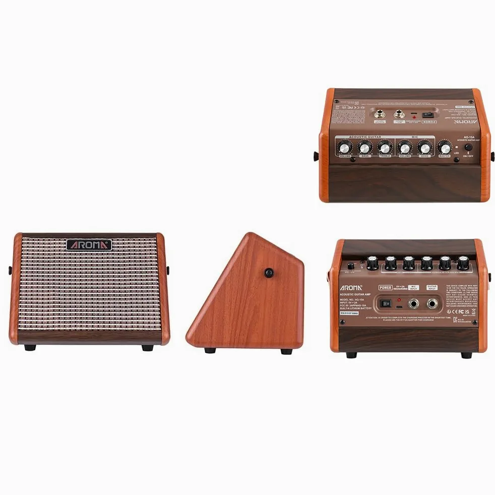 AG-15A 15W przenośny wzmacniacz gitarowy akustyczny wzmacniacz BT głośnik wbudowany akumulator z interfejsem mikrofonu, wzmacniacz gitarowy