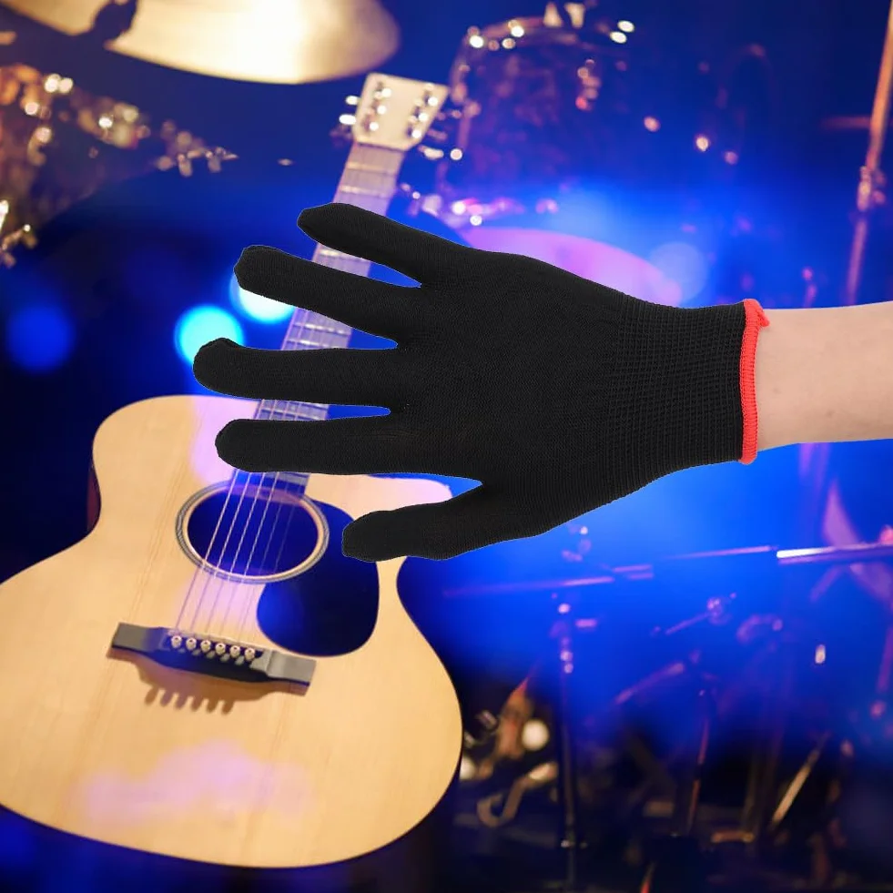Rękawiczki Gitarowe, Rękawice do ćwiczeń, Osłona Palców Muzyka na gitarę, Skrzypce, Banjo, Ukulele, Ultracienki Nylonowy materiał Siatkowy, Wygodny i Elastyczny (M 6,5 x 8 cm)