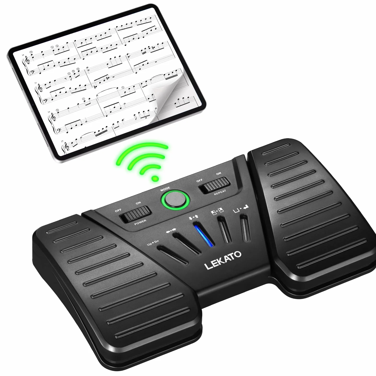 LEKATO obracania stron Bluetooth, bezprzewodowy przełącznik nożny do telefonu, tabletów, przenośny nożny do gry na instrumentach lub podpowiadania