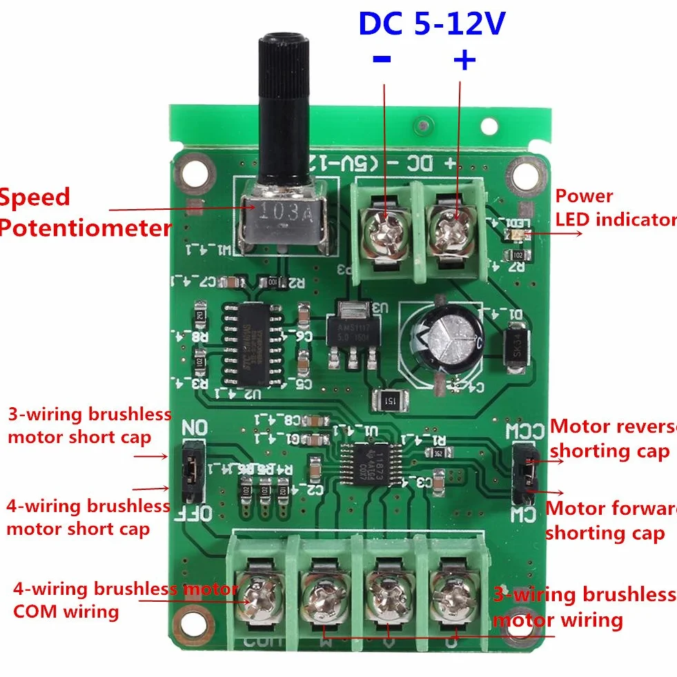 9 V-12 V DC bezszczotkowy moduł sterownika silnika do dysku twardego, 3 przewody, 4 przewody
