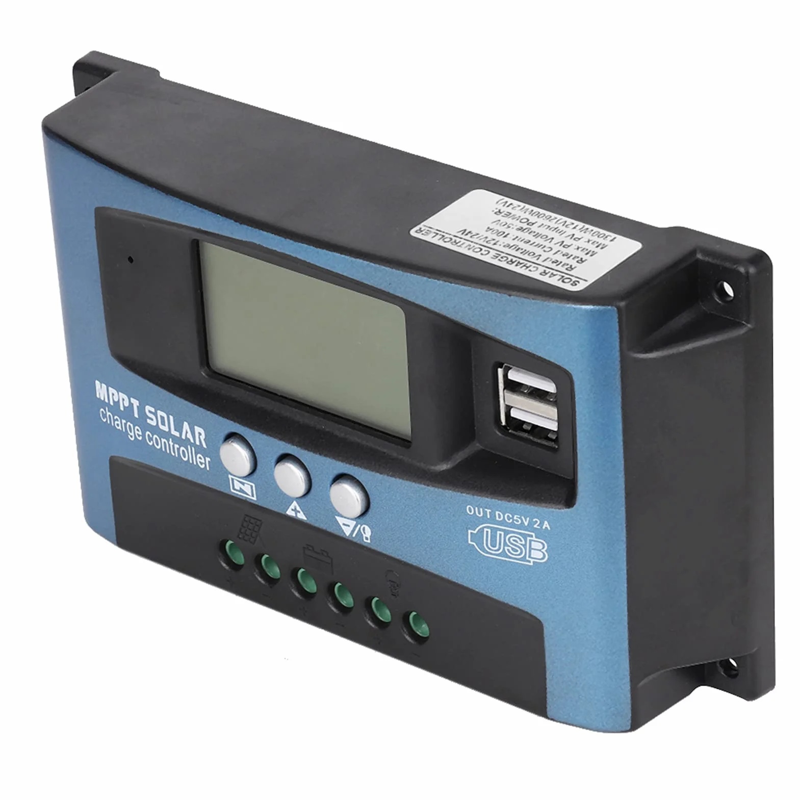 Kontroler ładowania słonecznego, MPPT 40/50/60/100A Kontroler ładowania słonecznego Podwójny wyświetlacz LCD USB 12 V 24V (100A)