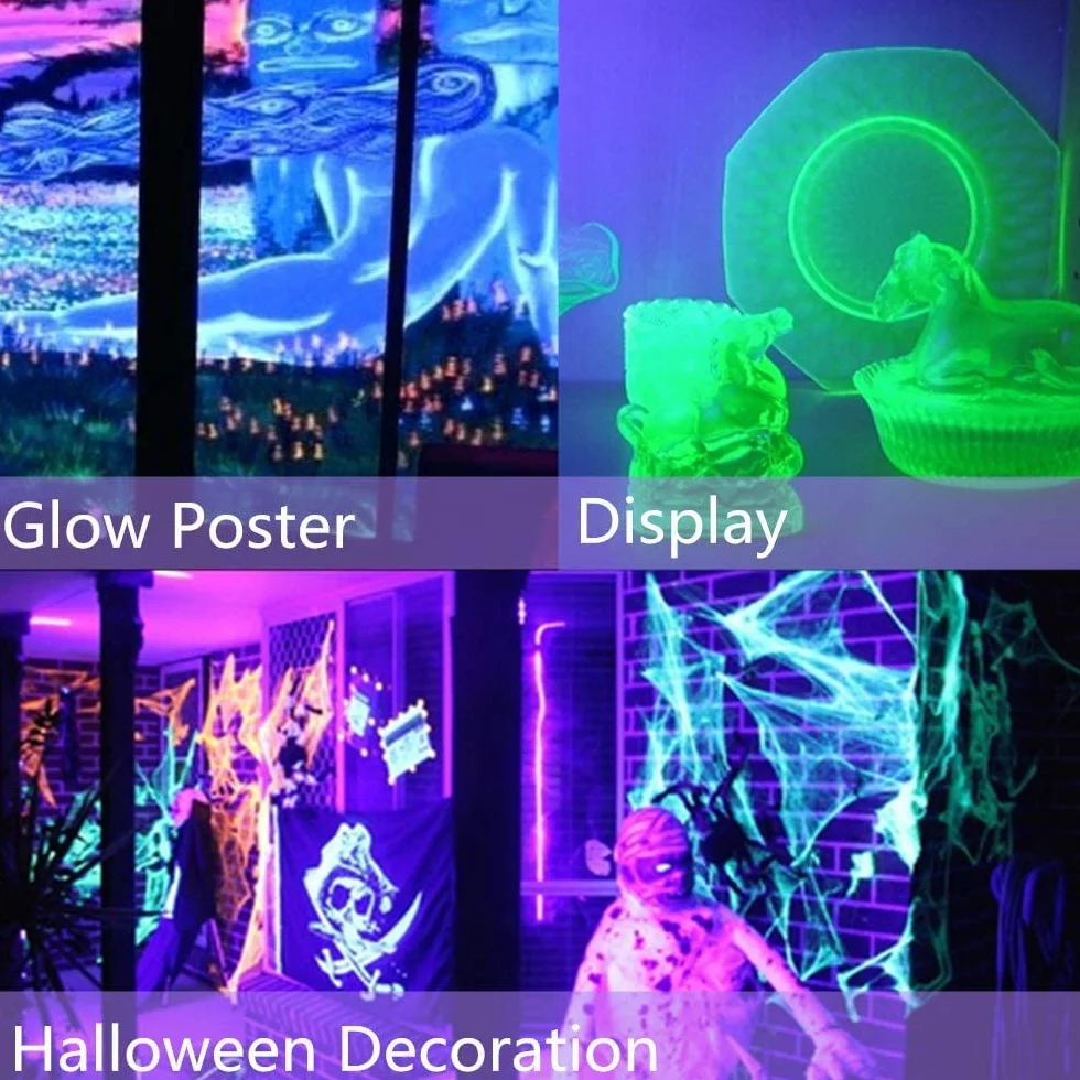 10M UV LED czarne światło ledowe zestaw taśm z pilotem zdalnego sterowania, 12 V/2 A, elastyczne mocowania czarnego światła do fluorescencyjnych zabaw tanecznych, oświetlenie sceniczne na