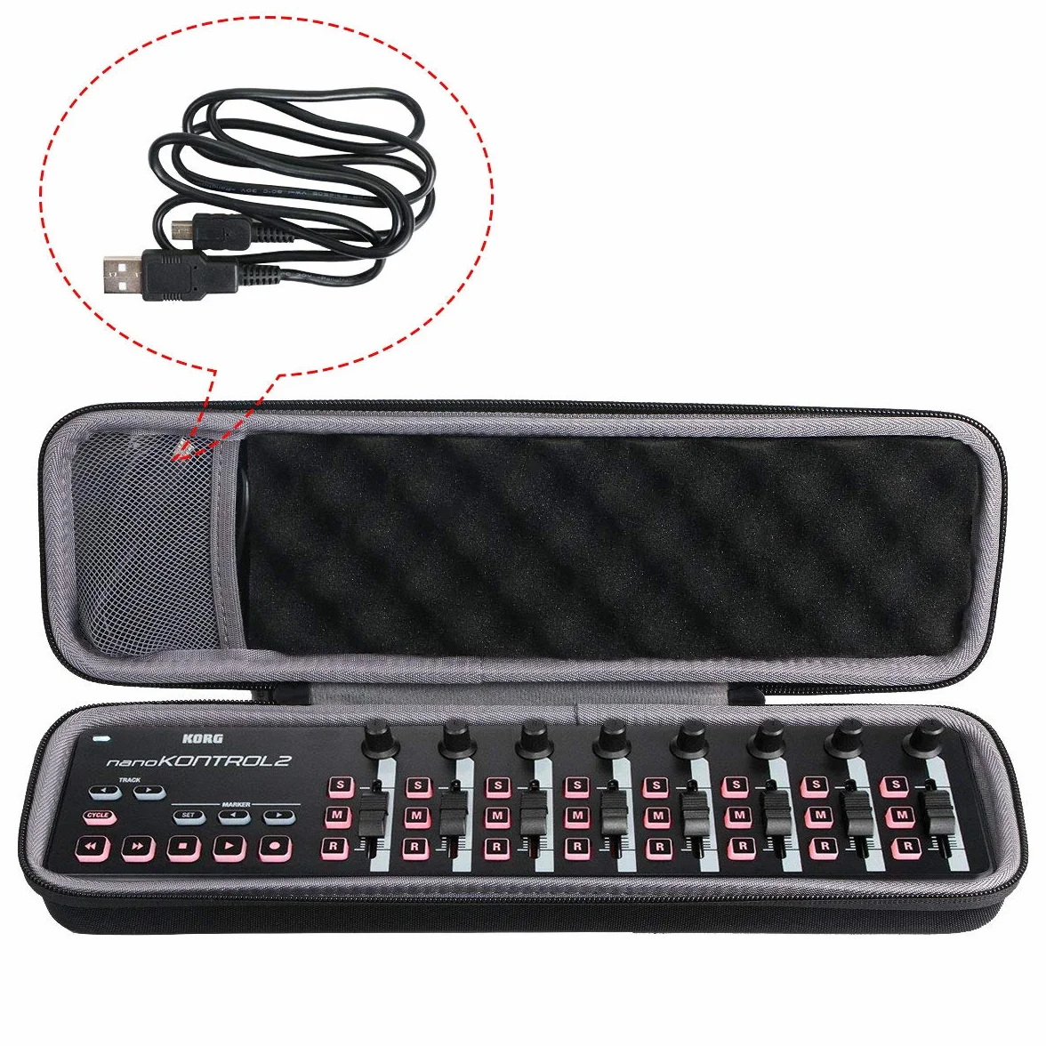 co2CREA Twarde etui do KORG nanoKONTROL2 /nanoKEY2 /nanoPAD2 USB MIDI Controller Case pokrowiec ochronny etui torba do przenoszenia (tylko etui), estuche+asa negra